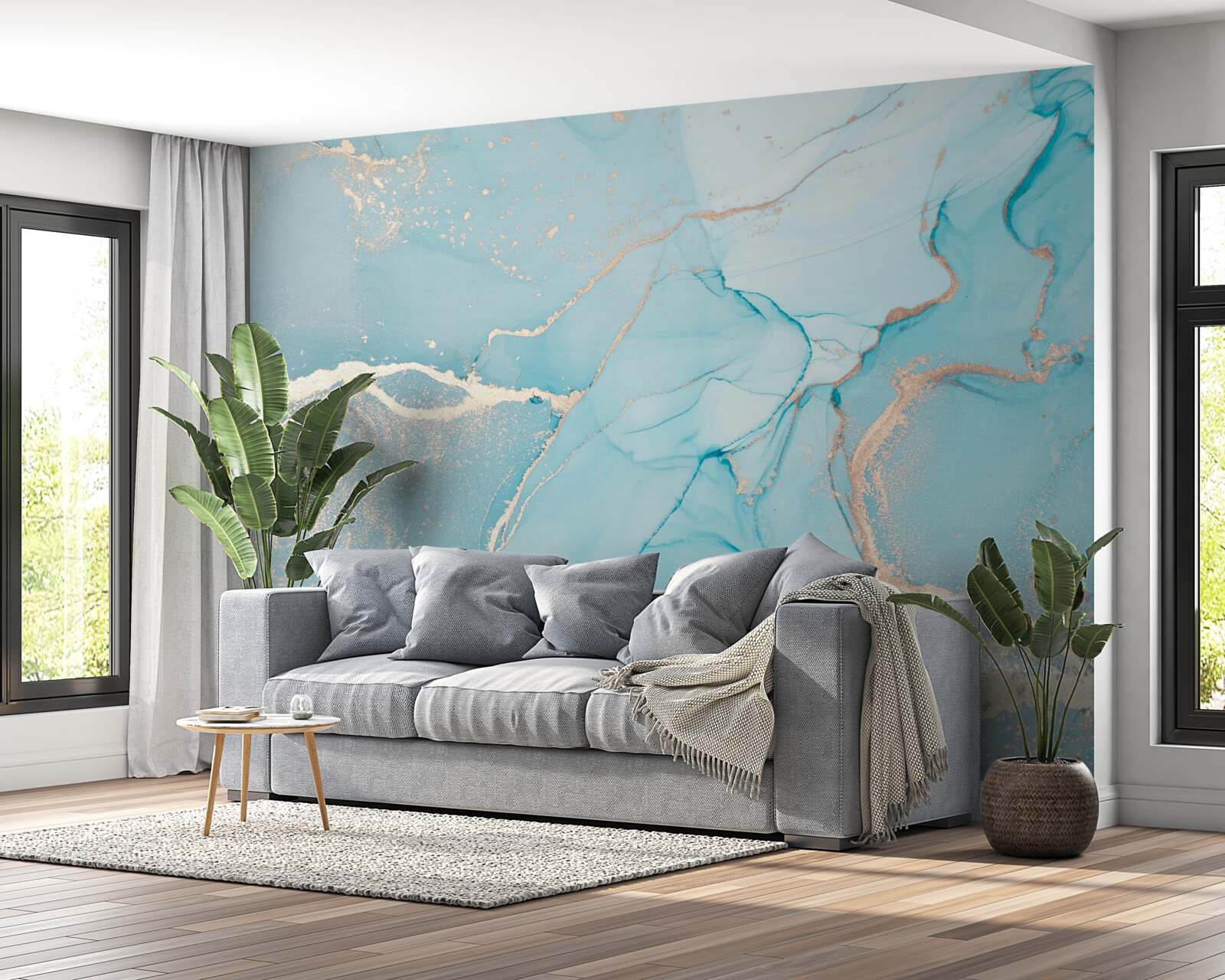 Фотошпалери мармур у відтінках синього та бірюзового