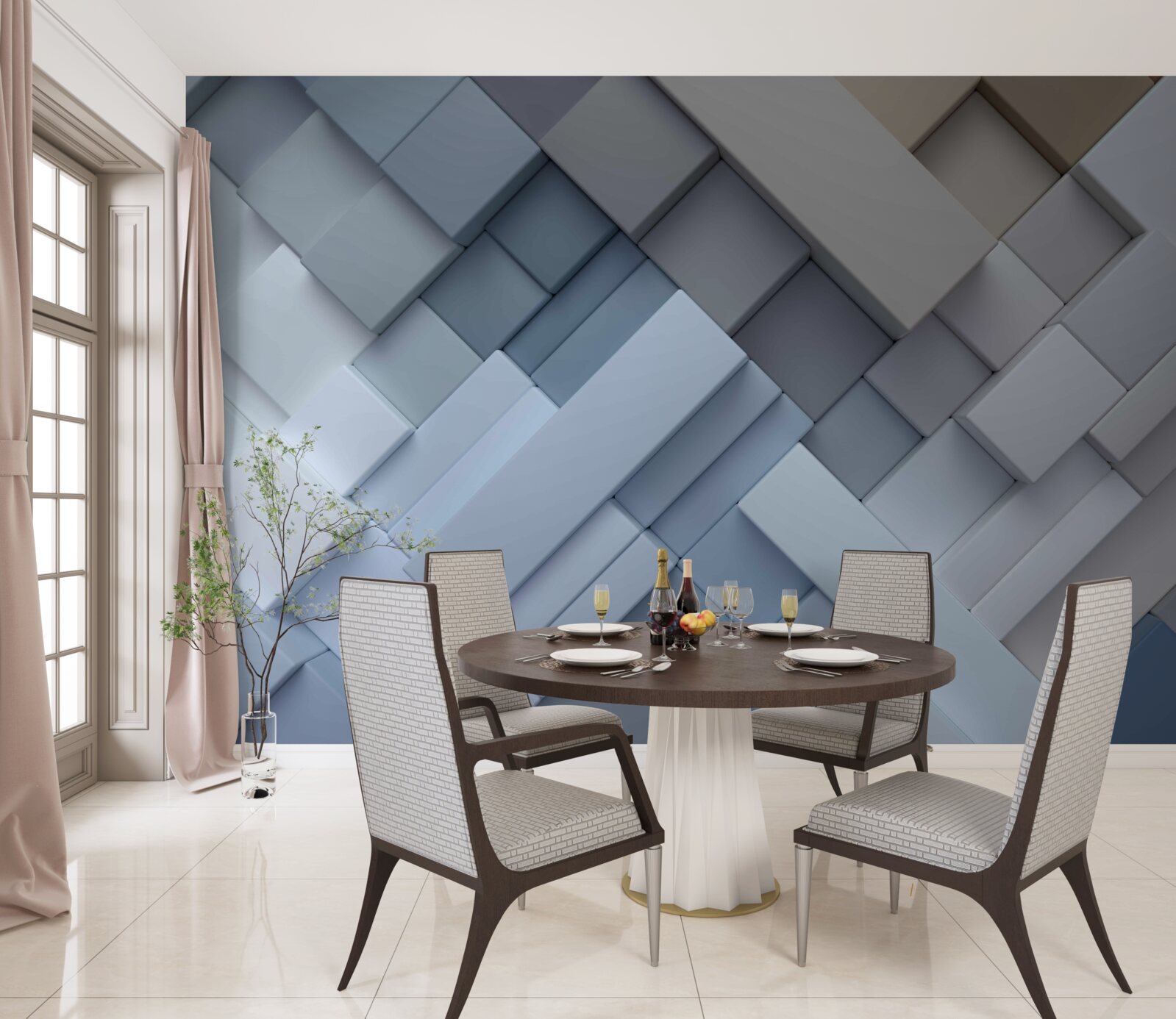 Фотошпалери абстрактна картина в синіх кольорах прямокутної форми