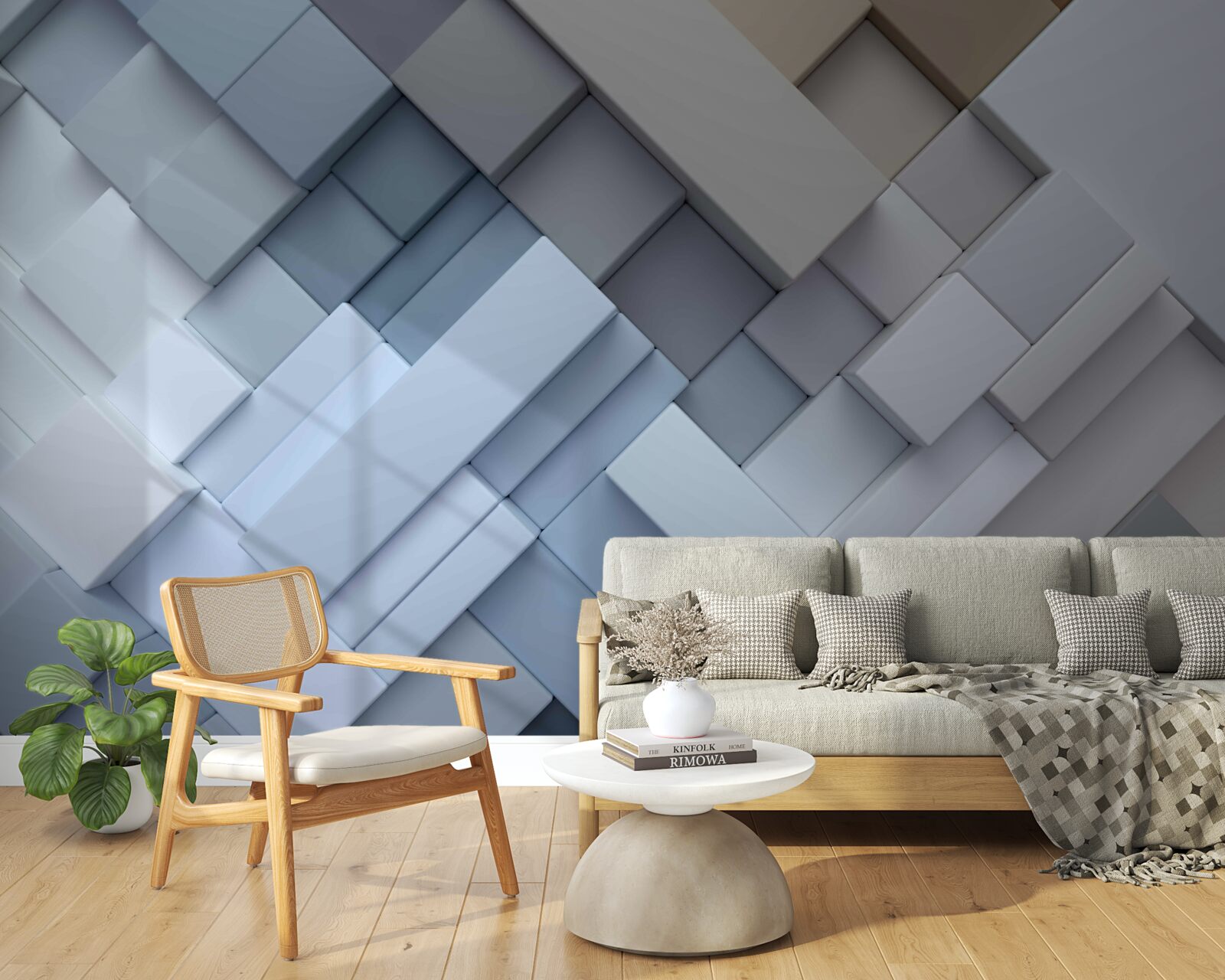 Фотошпалери абстрактна картина в синіх кольорах прямокутної форми