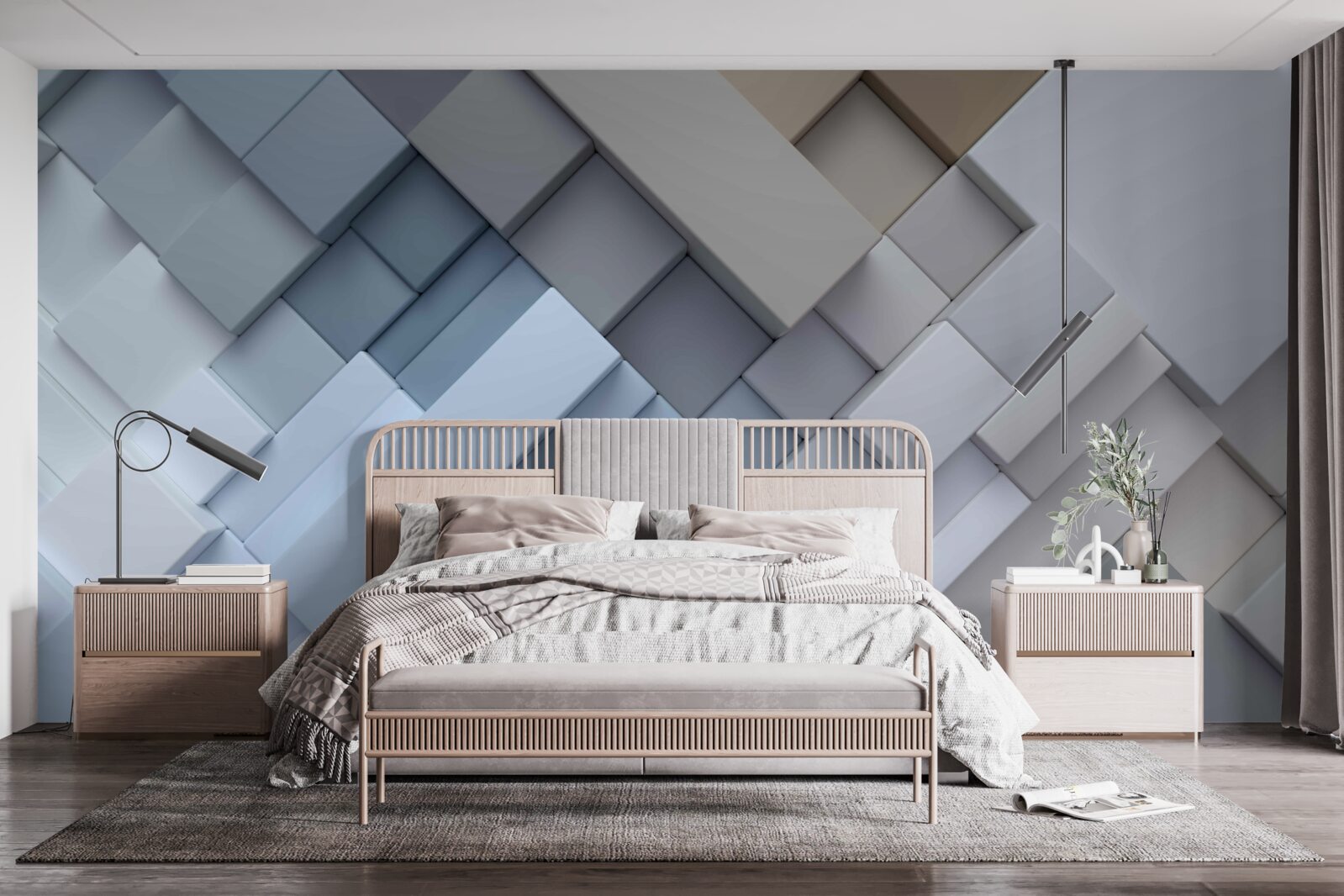 Фотошпалери абстрактна картина в синіх кольорах прямокутної форми