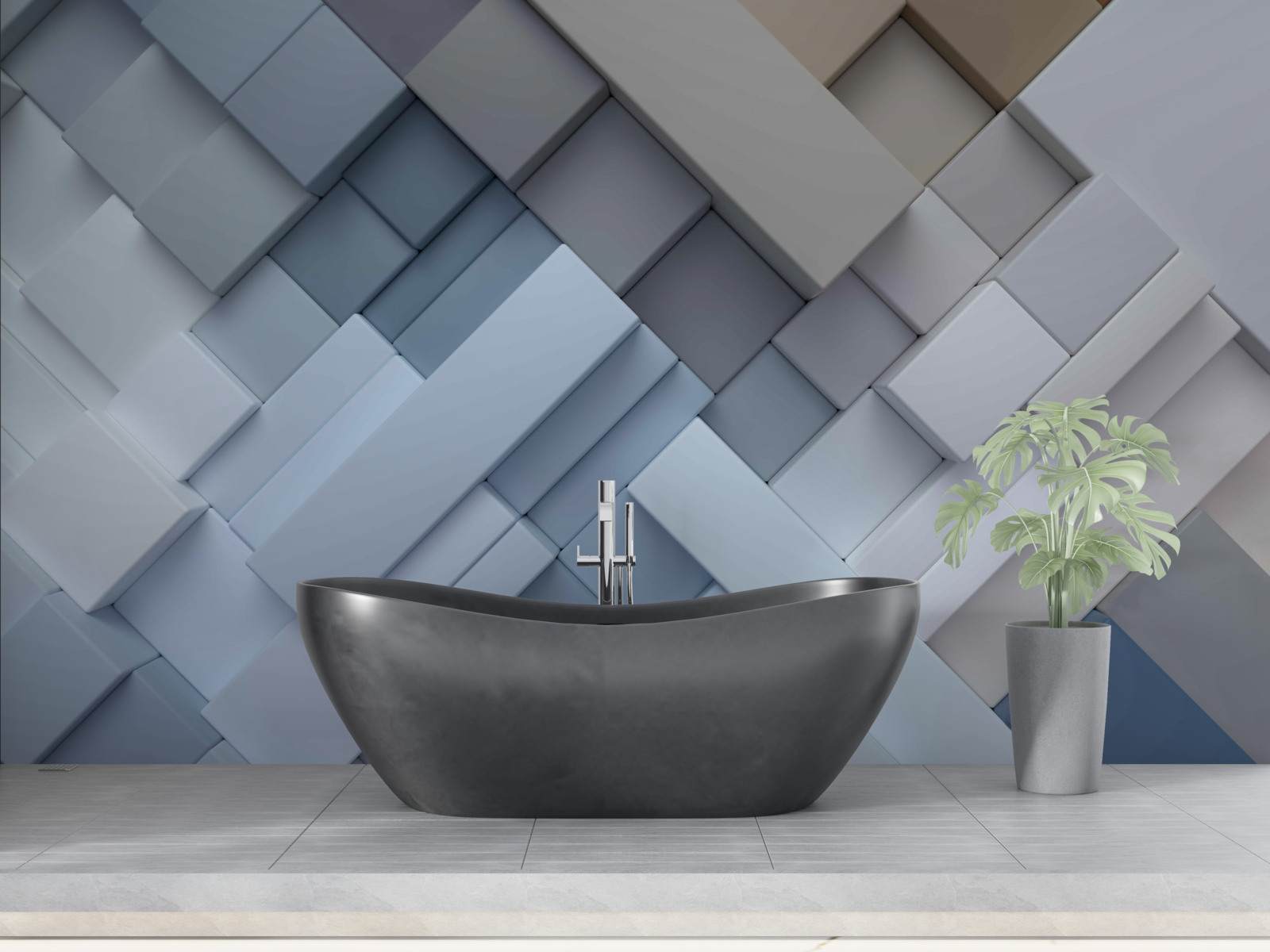 Фотошпалери абстрактна картина в синіх кольорах прямокутної форми