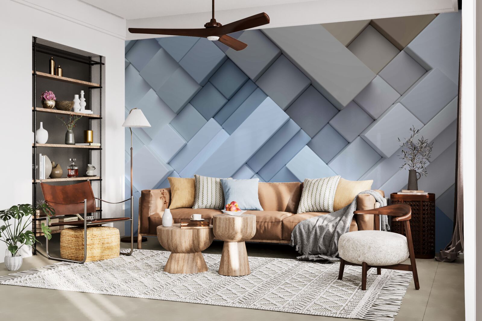 Фотошпалери абстрактна картина в синіх кольорах прямокутної форми