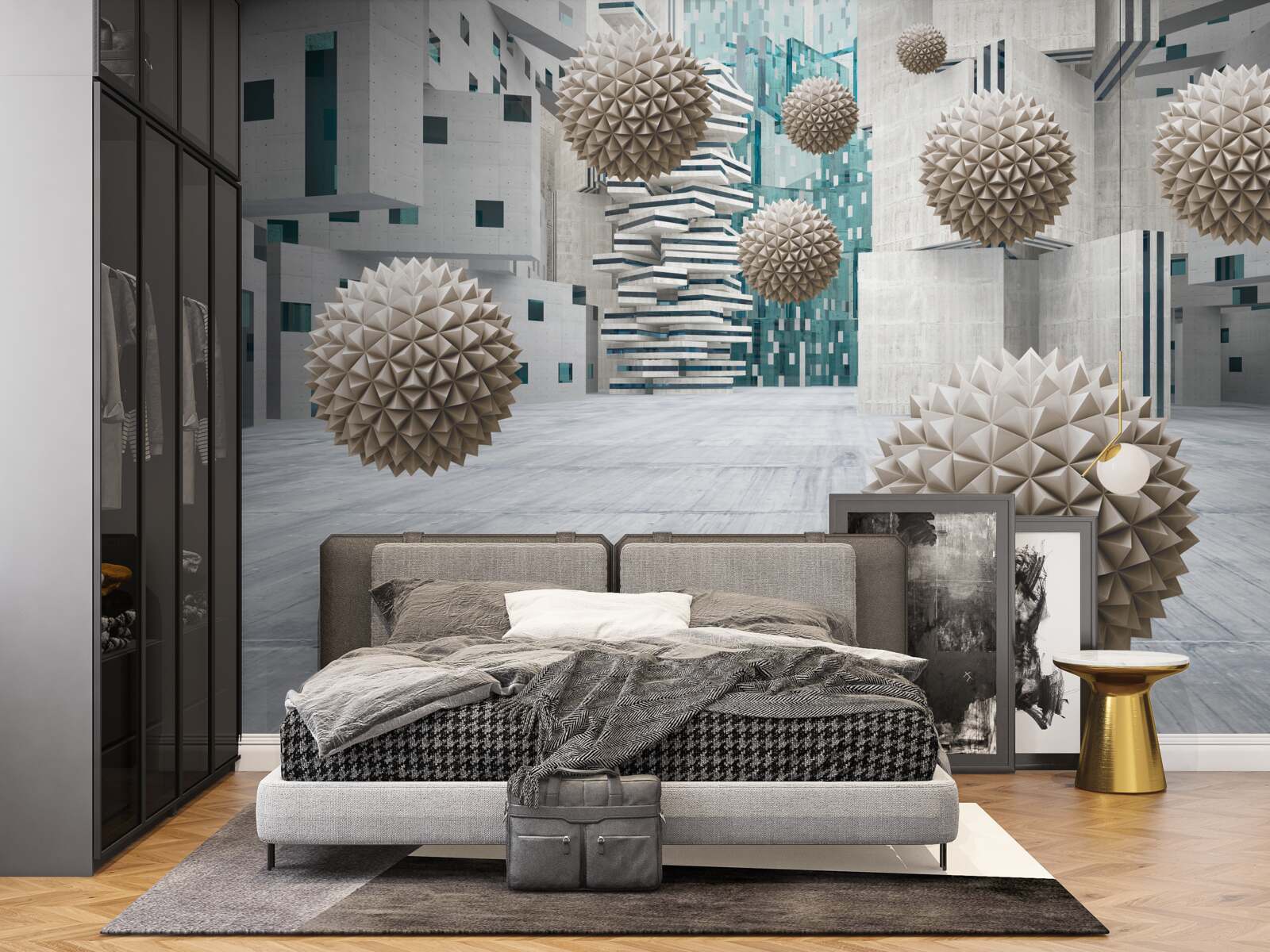 Фотошпалери бронзові плаваючі кулі