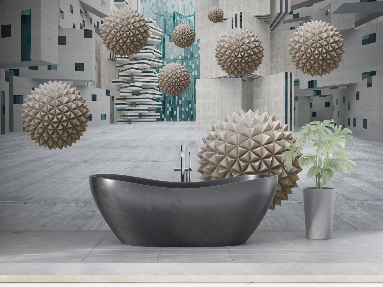 Фотошпалери бронзові плаваючі кулі