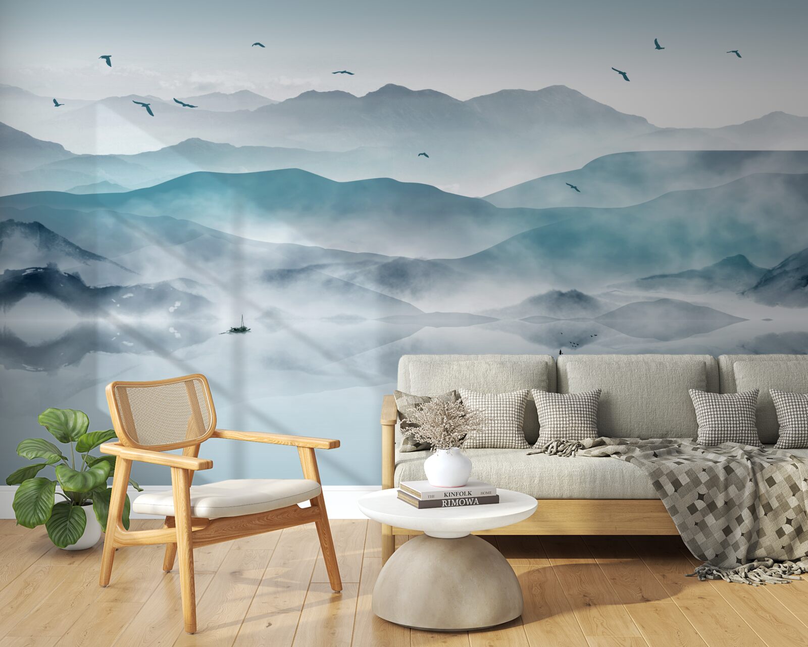 Фотошпалери край туману опускається на поверхню води