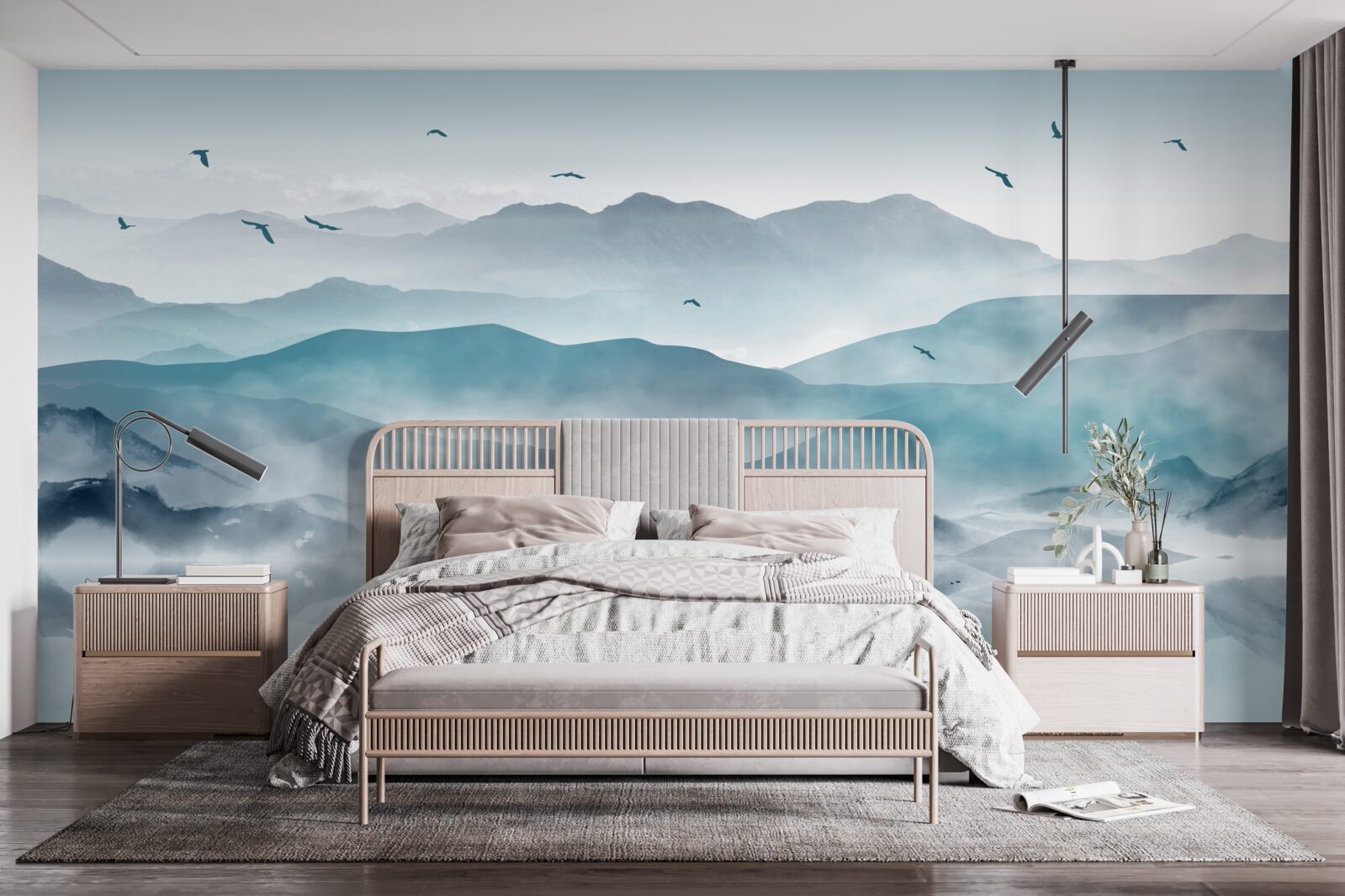 Фотошпалери край туману опускається на поверхню води