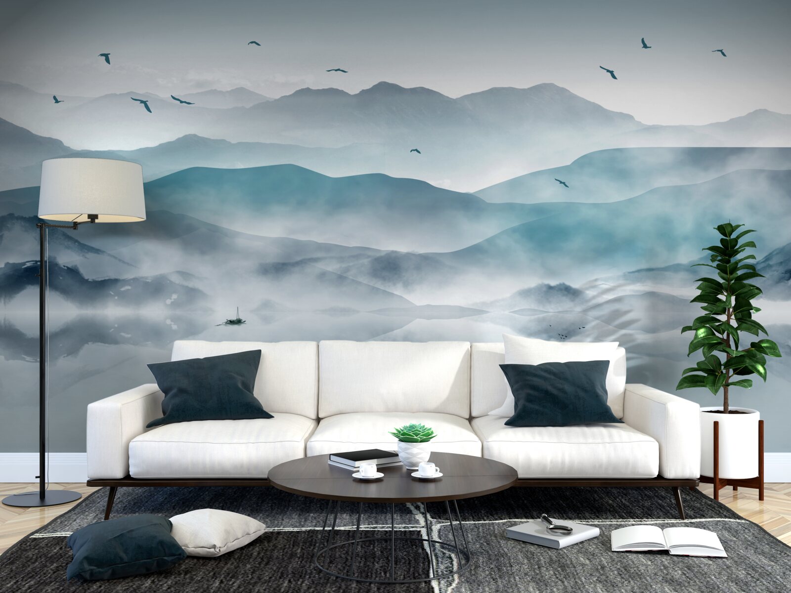 Фотошпалери край туману опускається на поверхню води