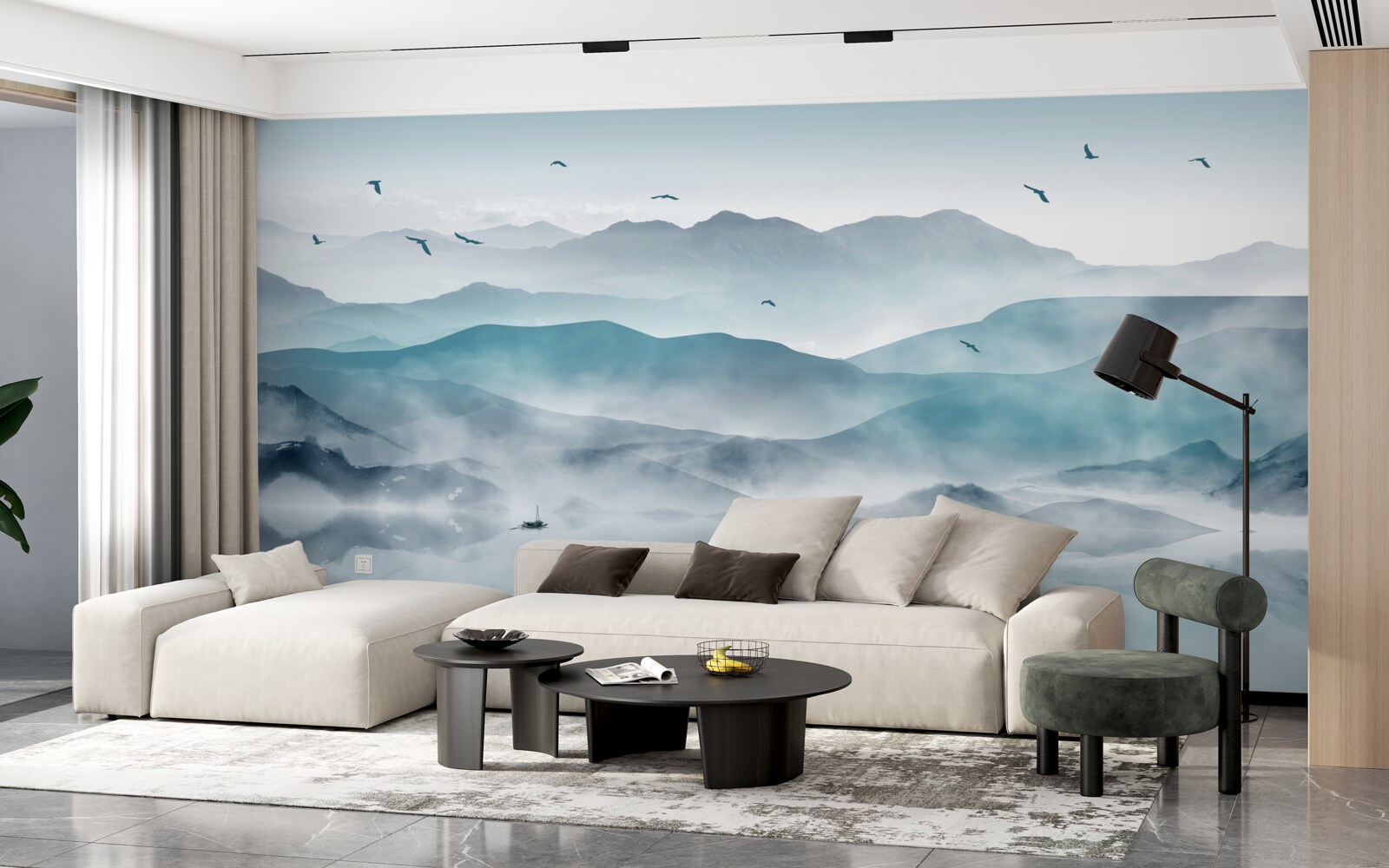 Фотошпалери край туману опускається на поверхню води