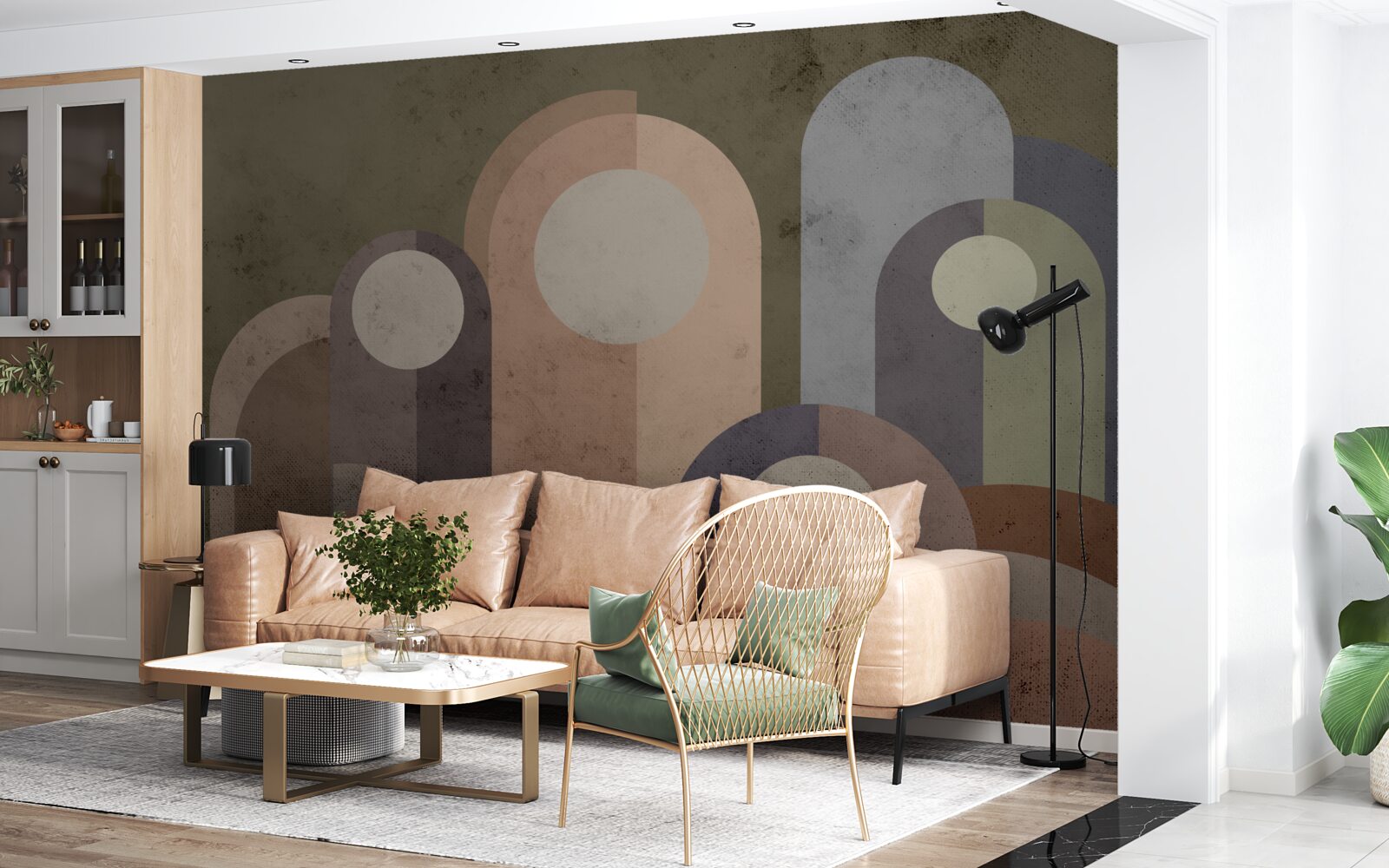 Фотошпалери абстрактний живопис водних рослин фарбами