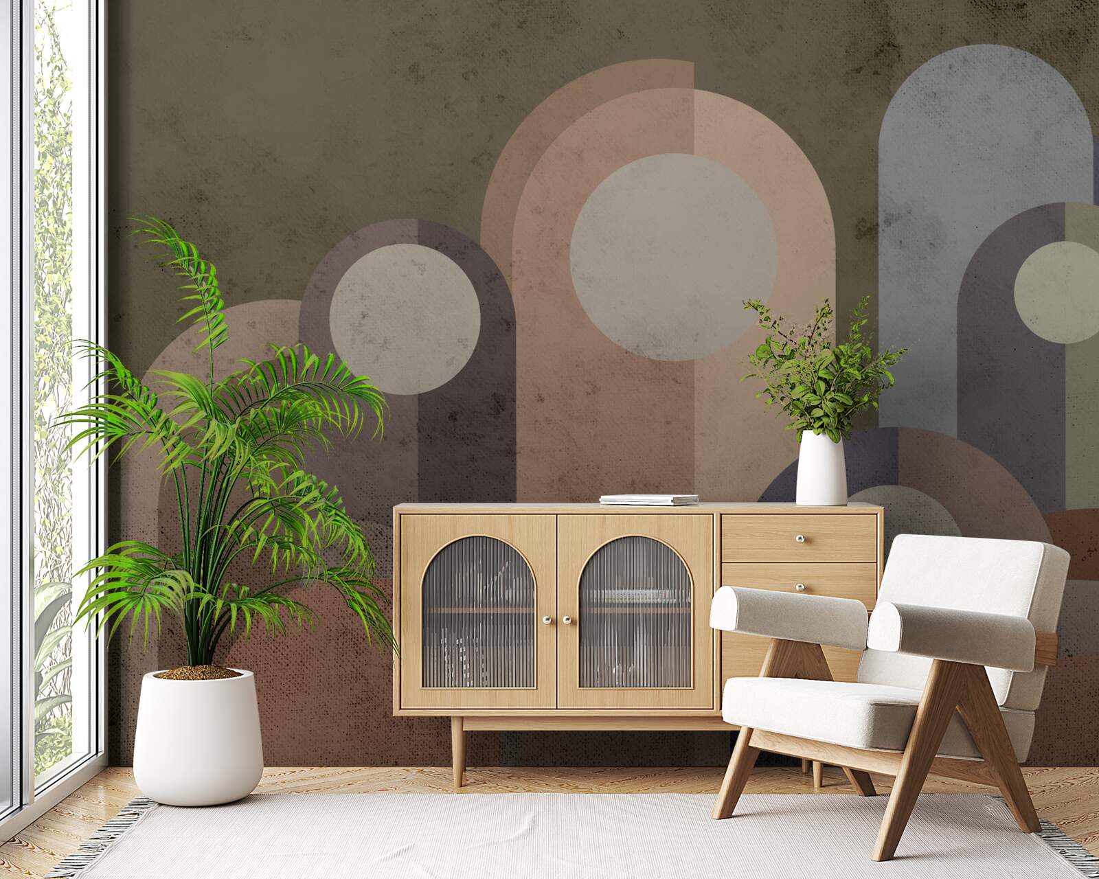 Фотошпалери абстрактний живопис водних рослин фарбами