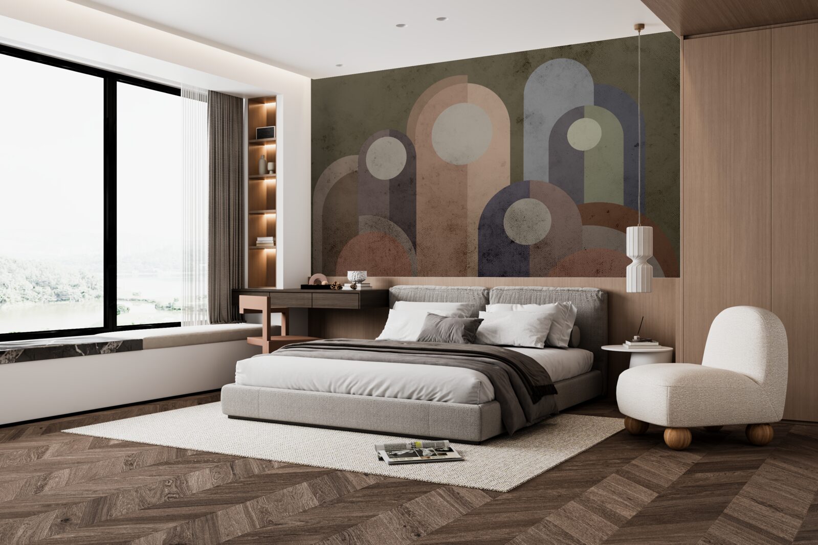 Фотошпалери абстрактний живопис водних рослин фарбами