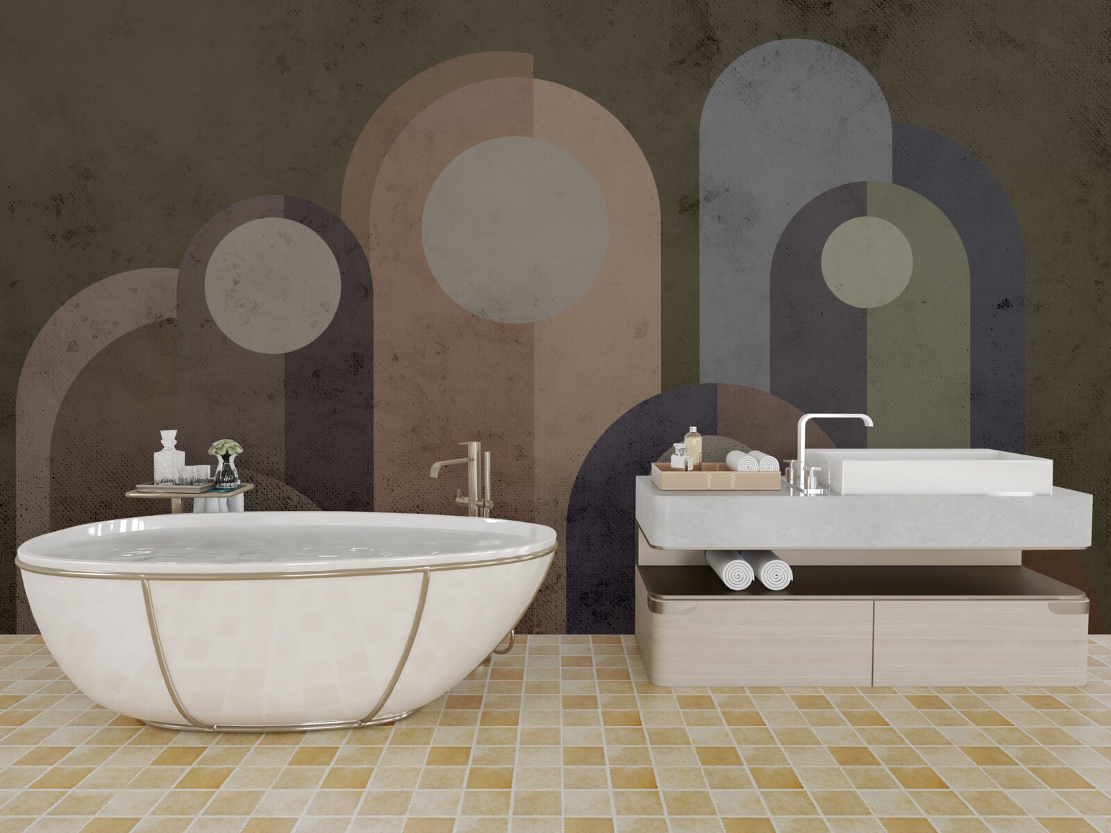 Фотошпалери абстрактний живопис водних рослин фарбами