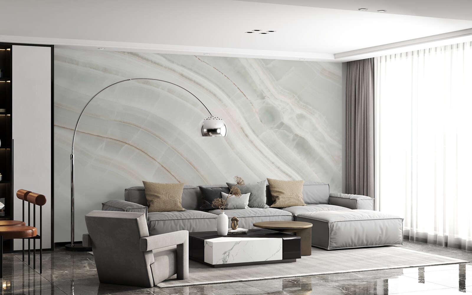 Фотошпалери тонкий сіро-бежевий