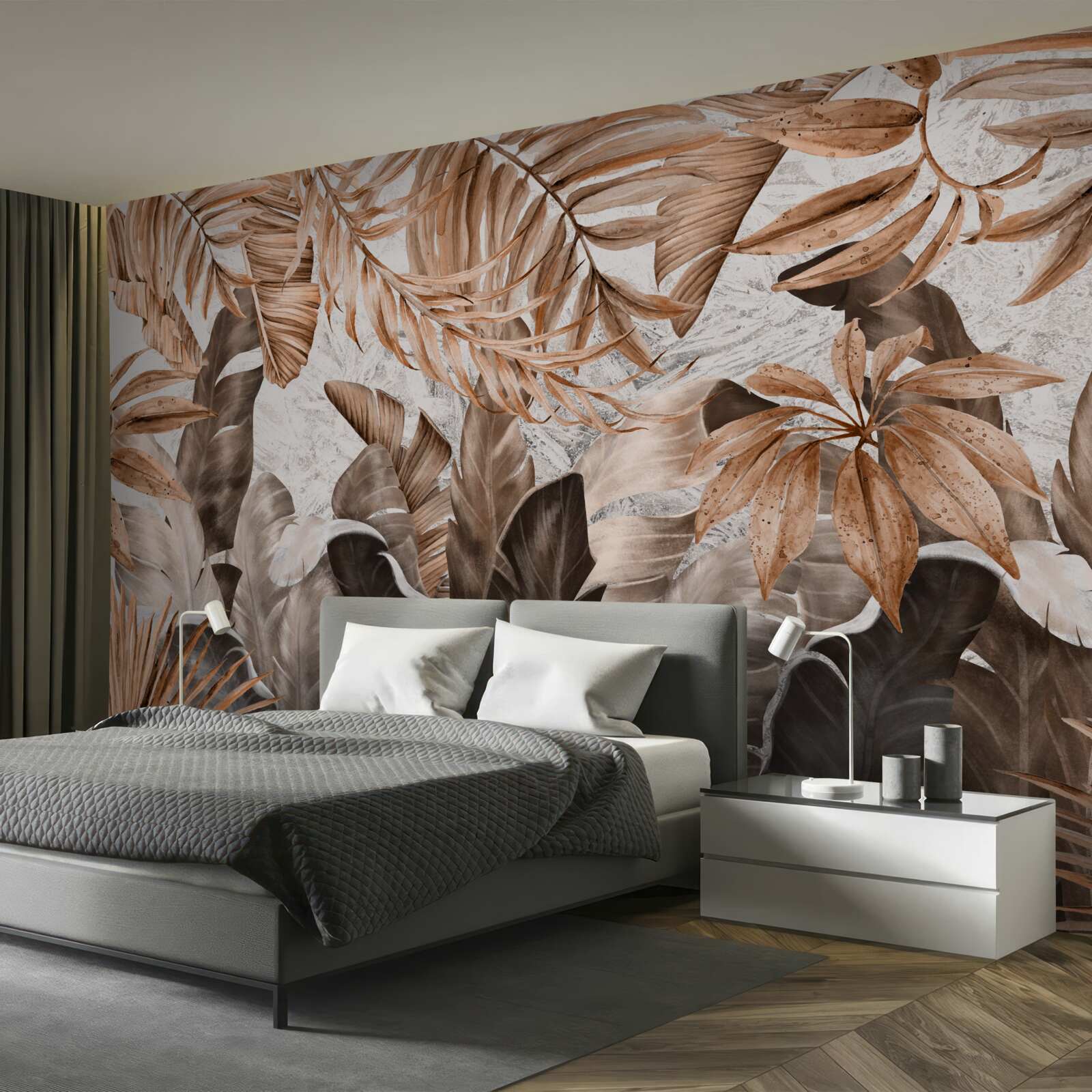 Фотошпалери мідне та коричневе листя