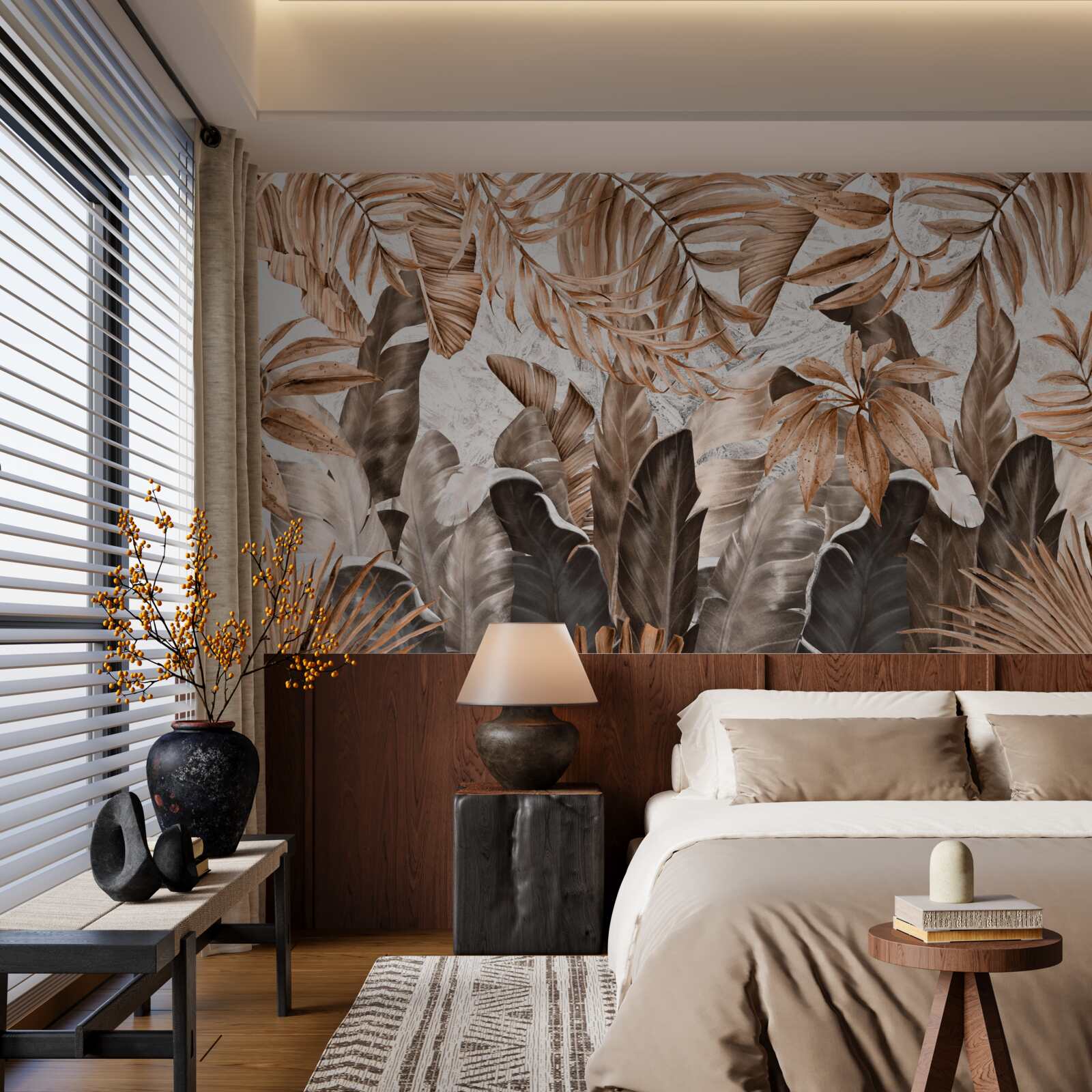 Фотошпалери мідне та коричневе листя