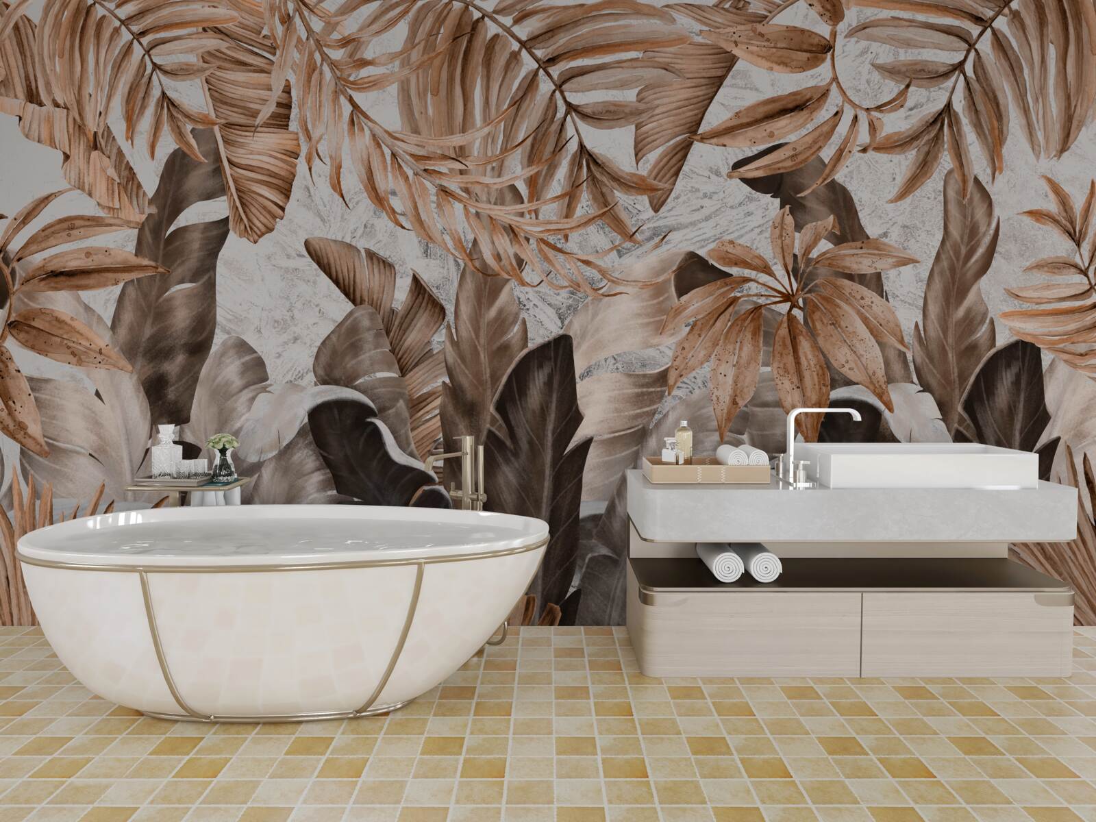 Фотошпалери мідне та коричневе листя