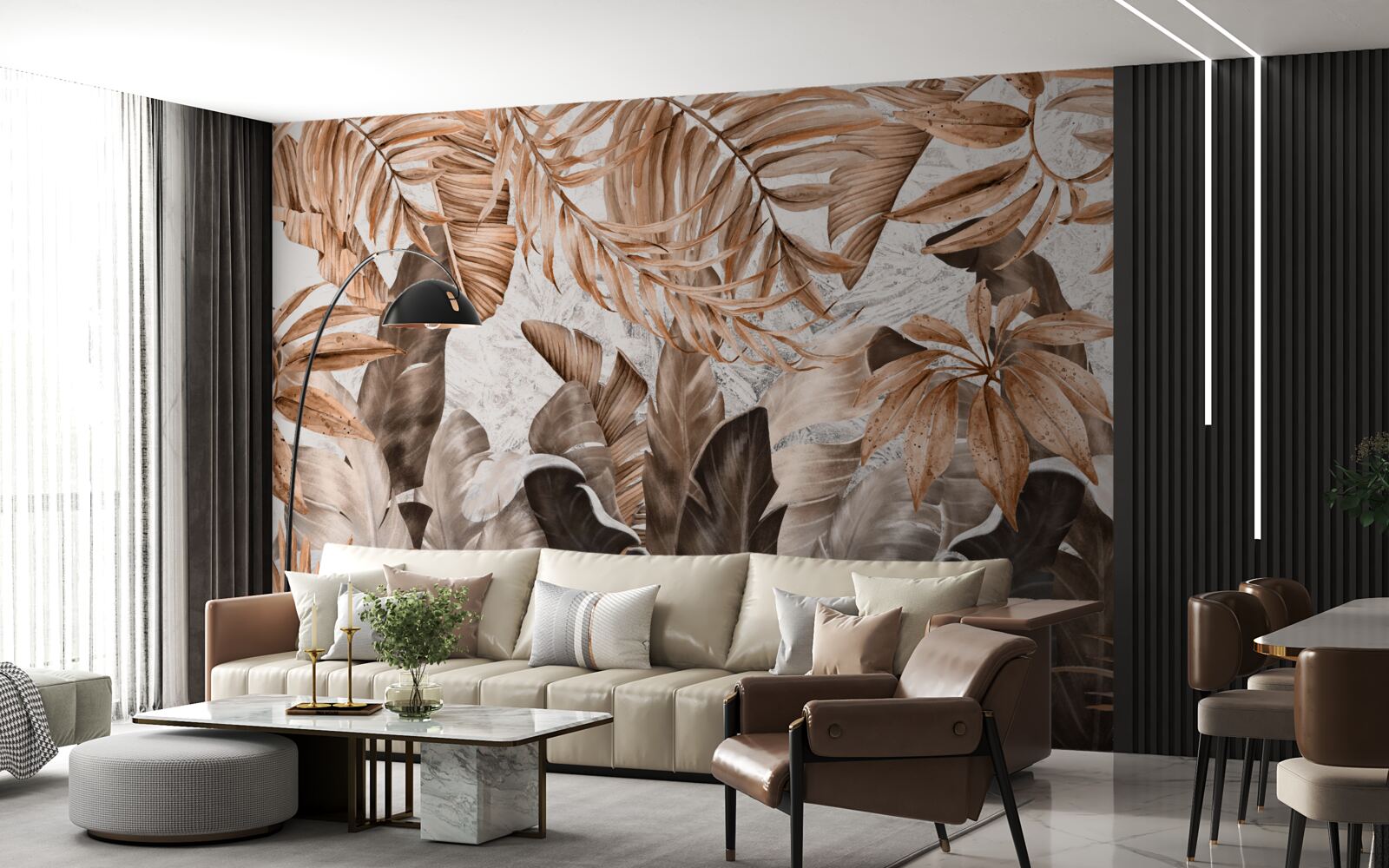 Фотошпалери мідне та коричневе листя