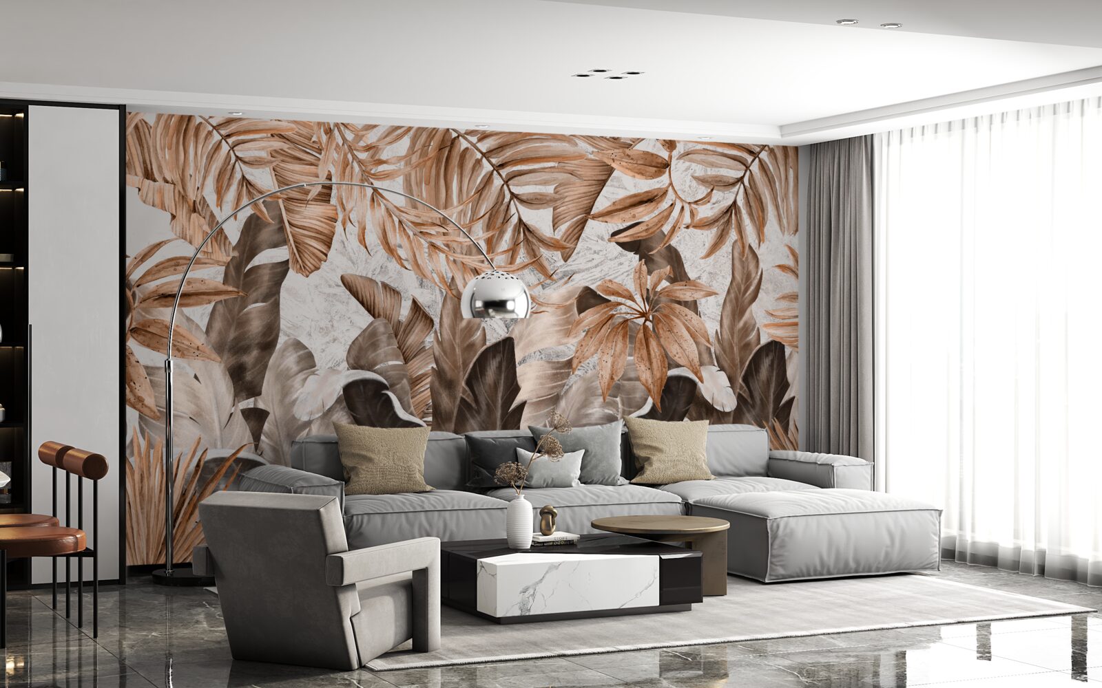 Фотошпалери мідне та коричневе листя