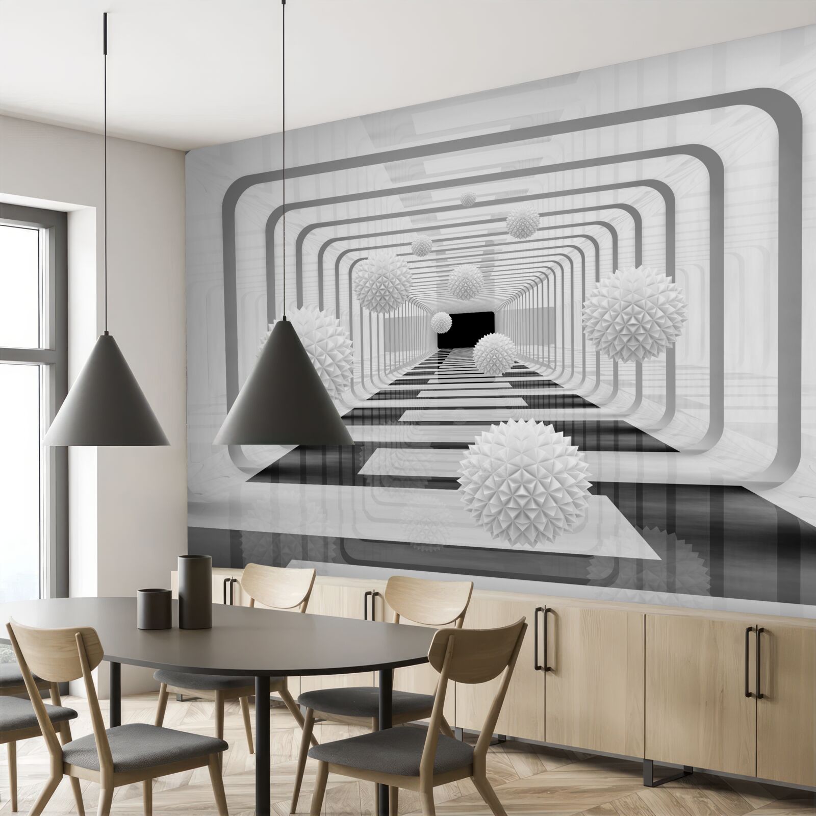 Фотошпалери нескінченність з півколами та алебастровими сферами