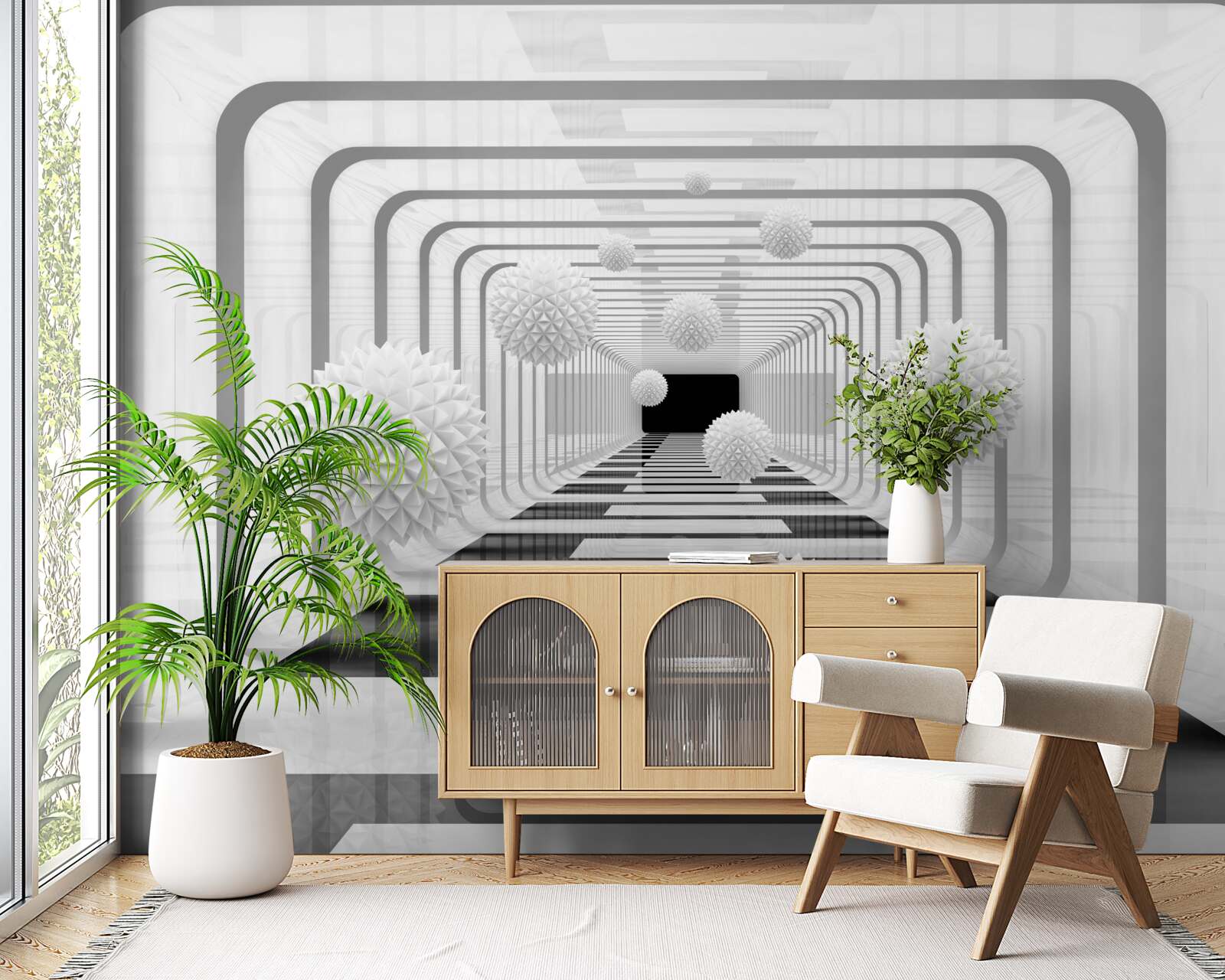 Фотошпалери нескінченність з півколами та алебастровими сферами