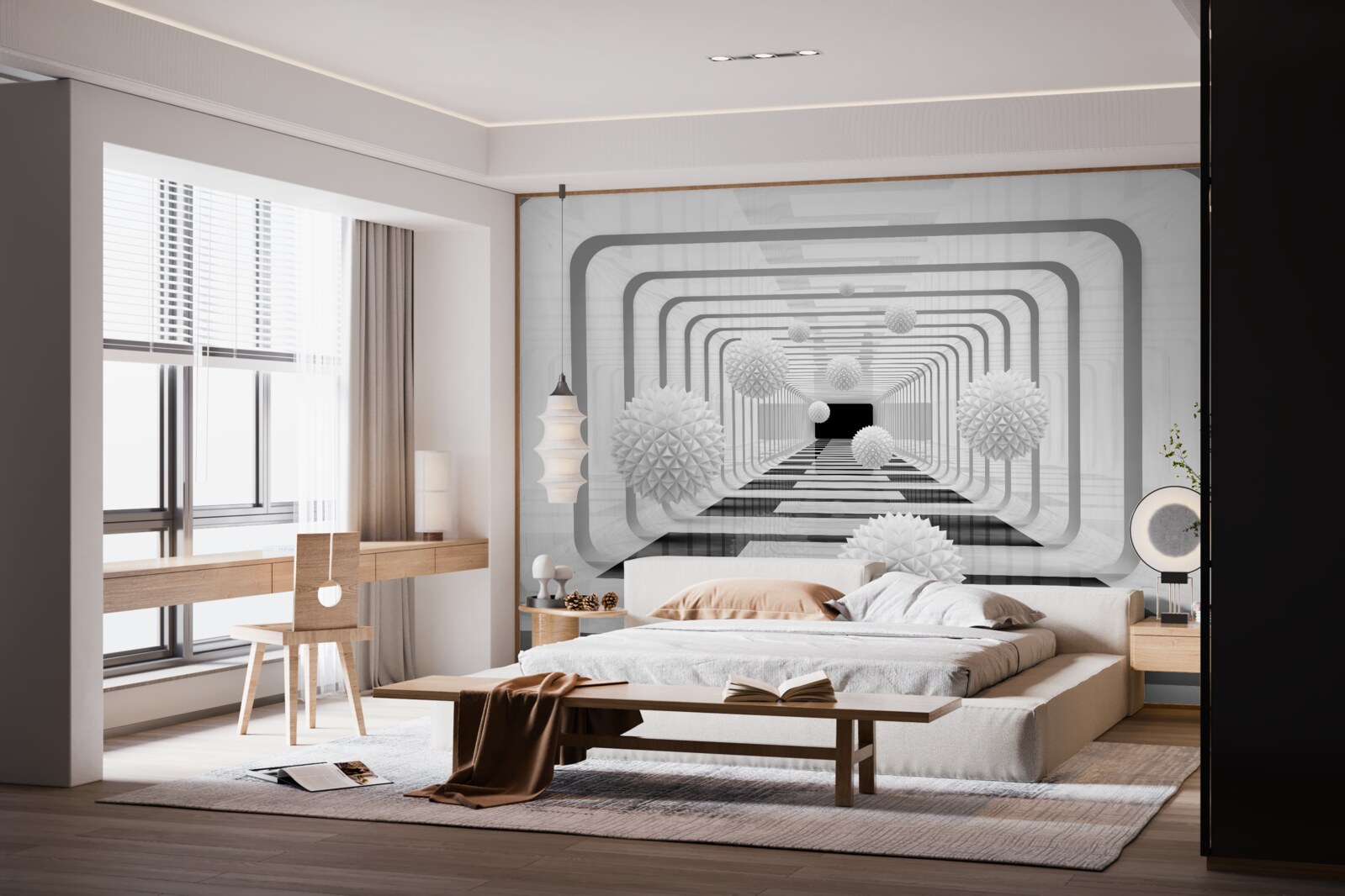 Фотошпалери нескінченність з півколами та алебастровими сферами