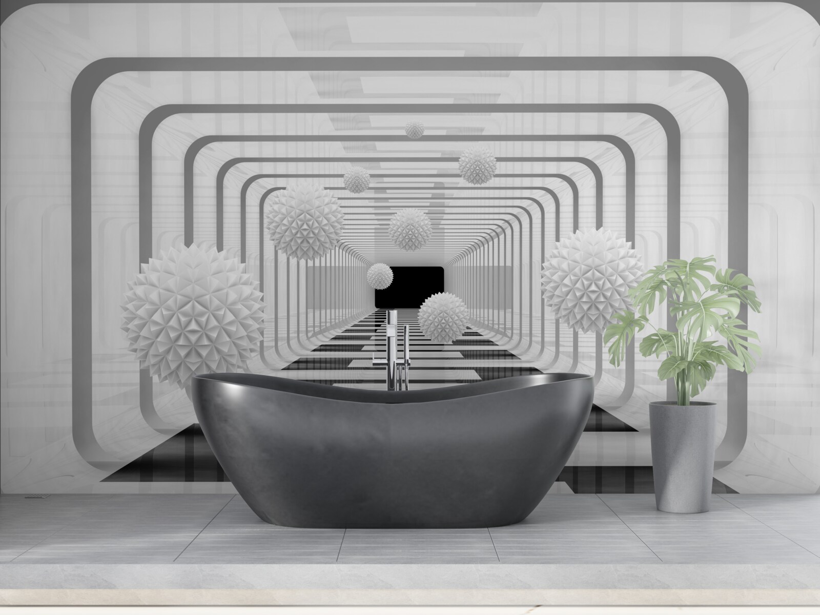 Фотошпалери нескінченність з півколами та алебастровими сферами