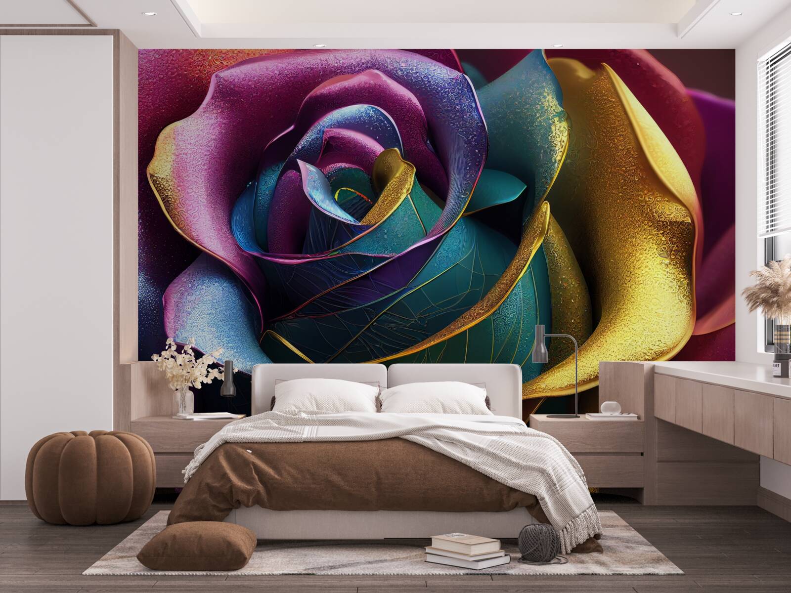 Фотошпалери Перська троянда, підсвічена веселкою