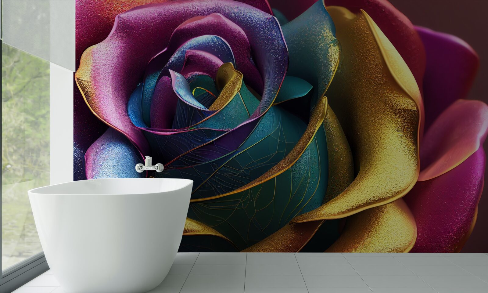 Фотошпалери Перська троянда, підсвічена веселкою