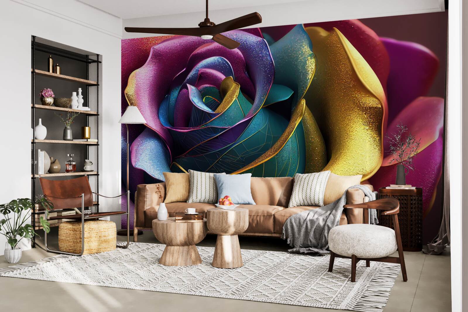 Фотошпалери Перська троянда, підсвічена веселкою