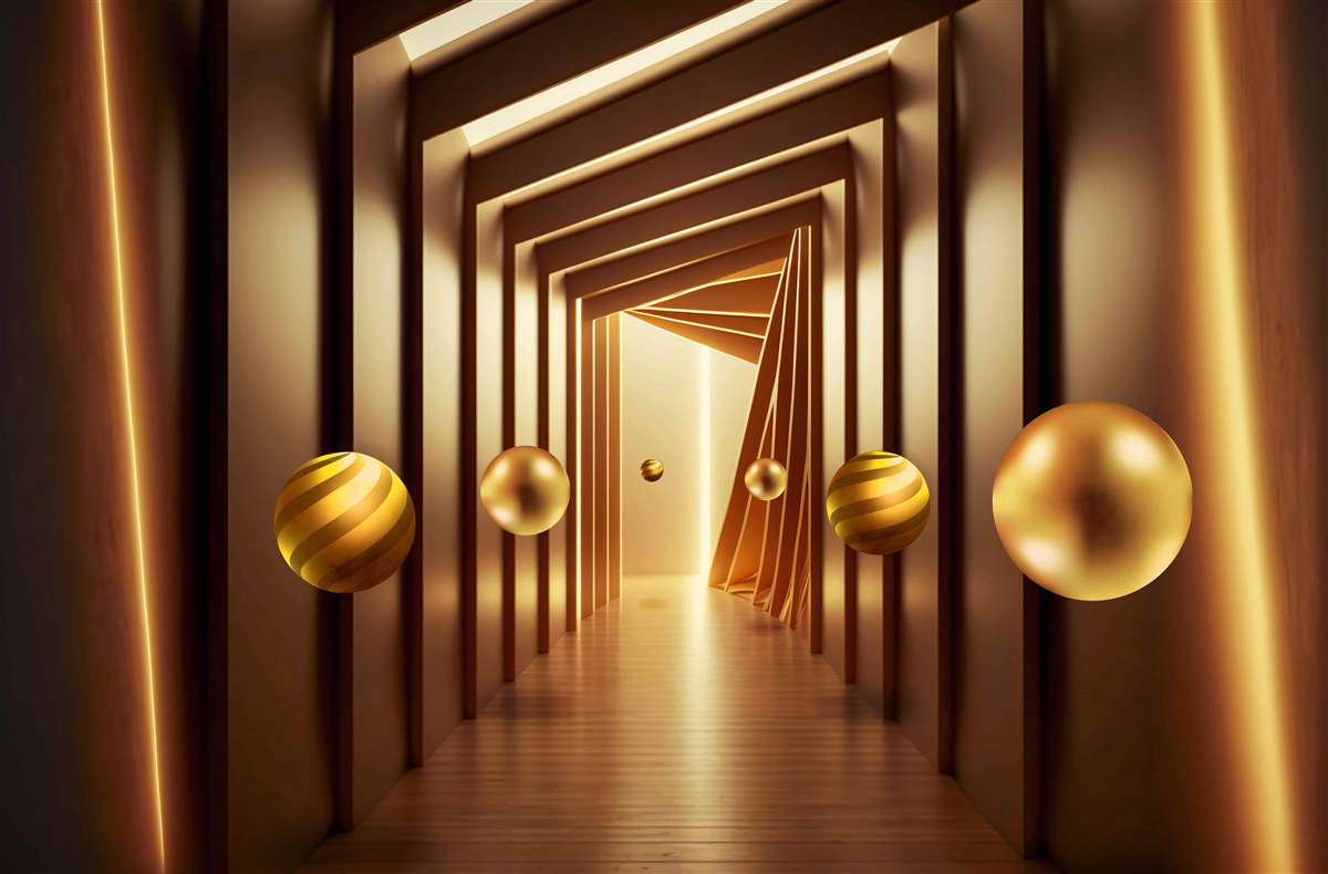 Фотошпалери коричневі кульки в коричневому тунелі