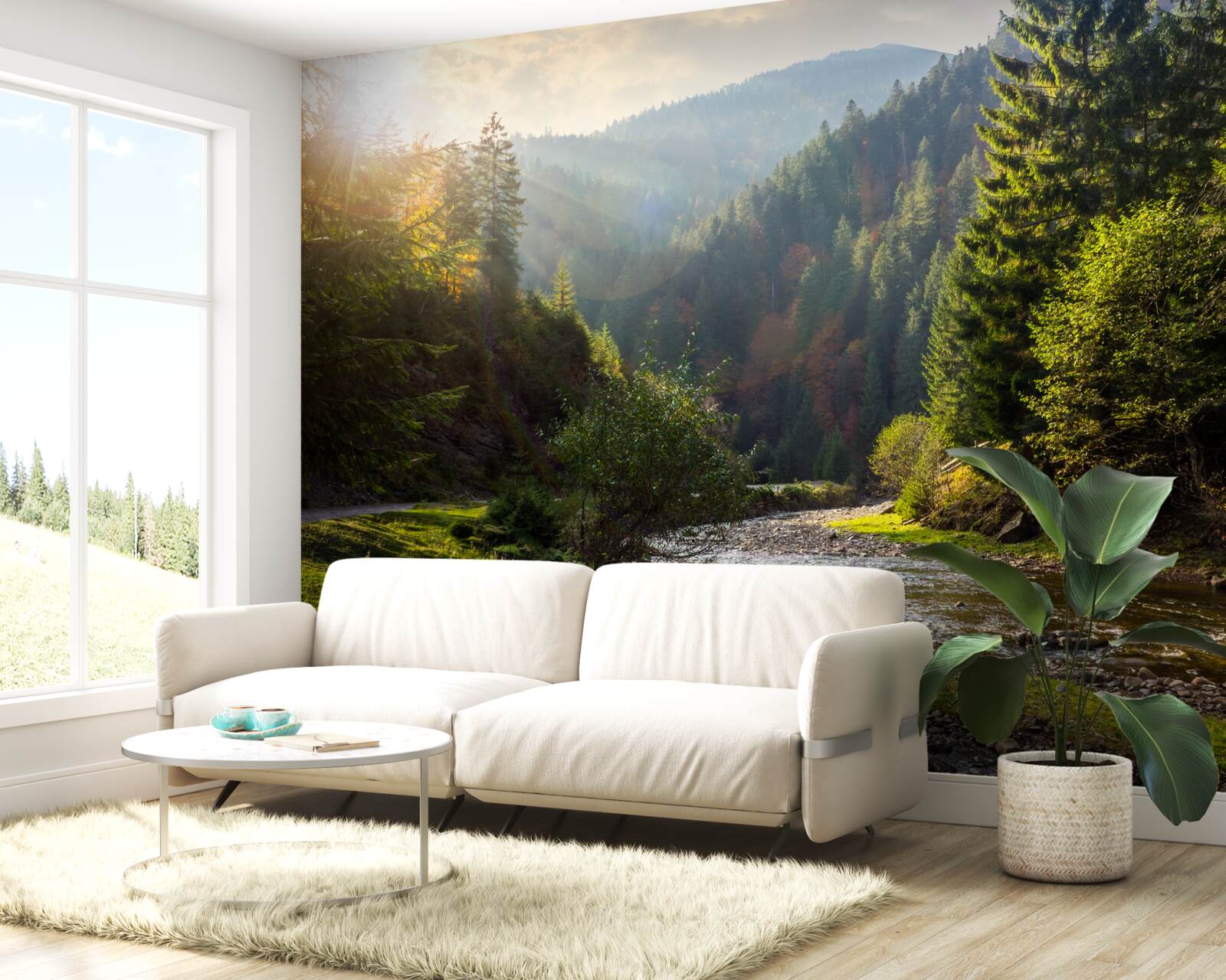 Фотошпалери барвиста гірська стежка на сході сонця