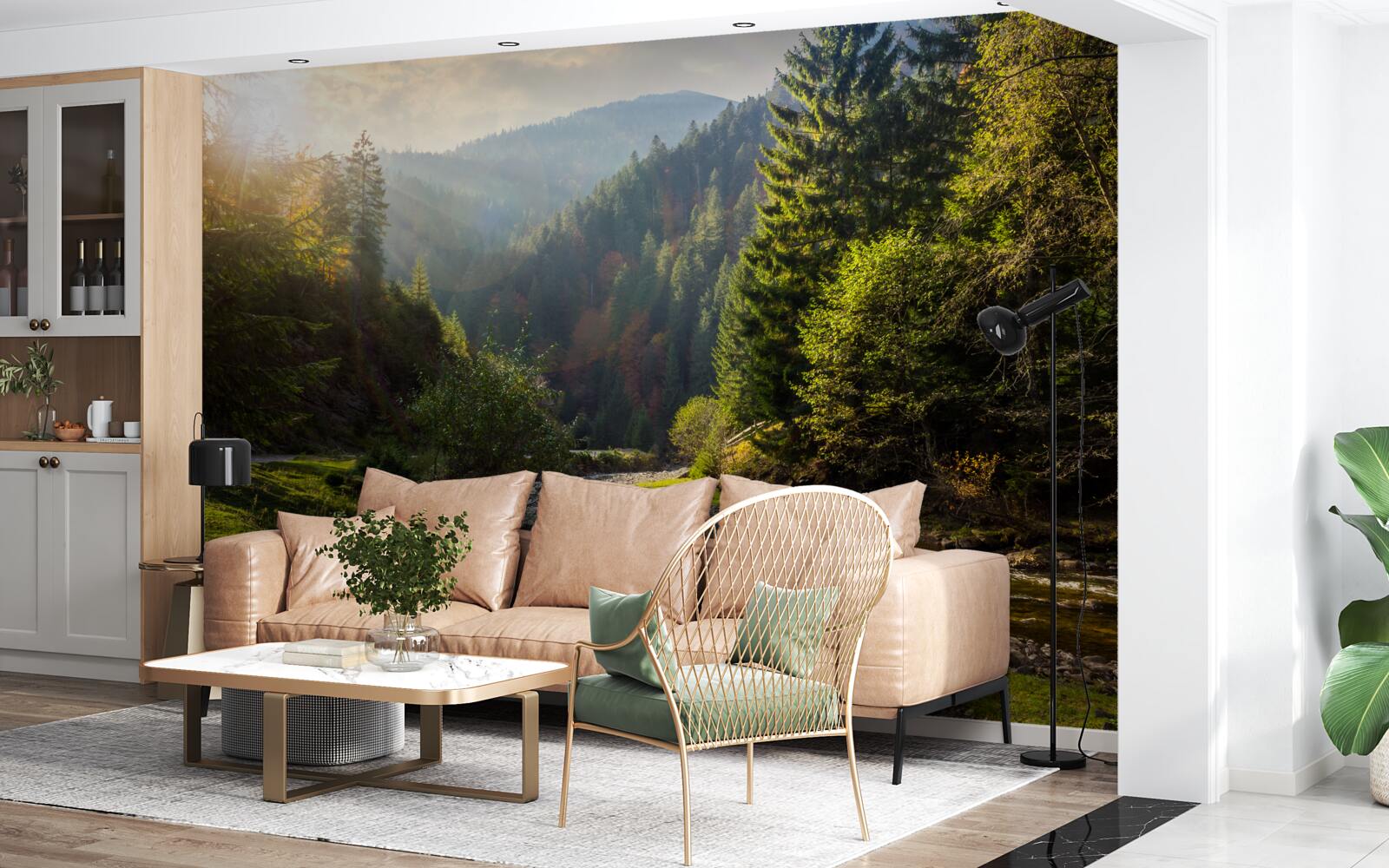 Фотошпалери барвиста гірська стежка на сході сонця