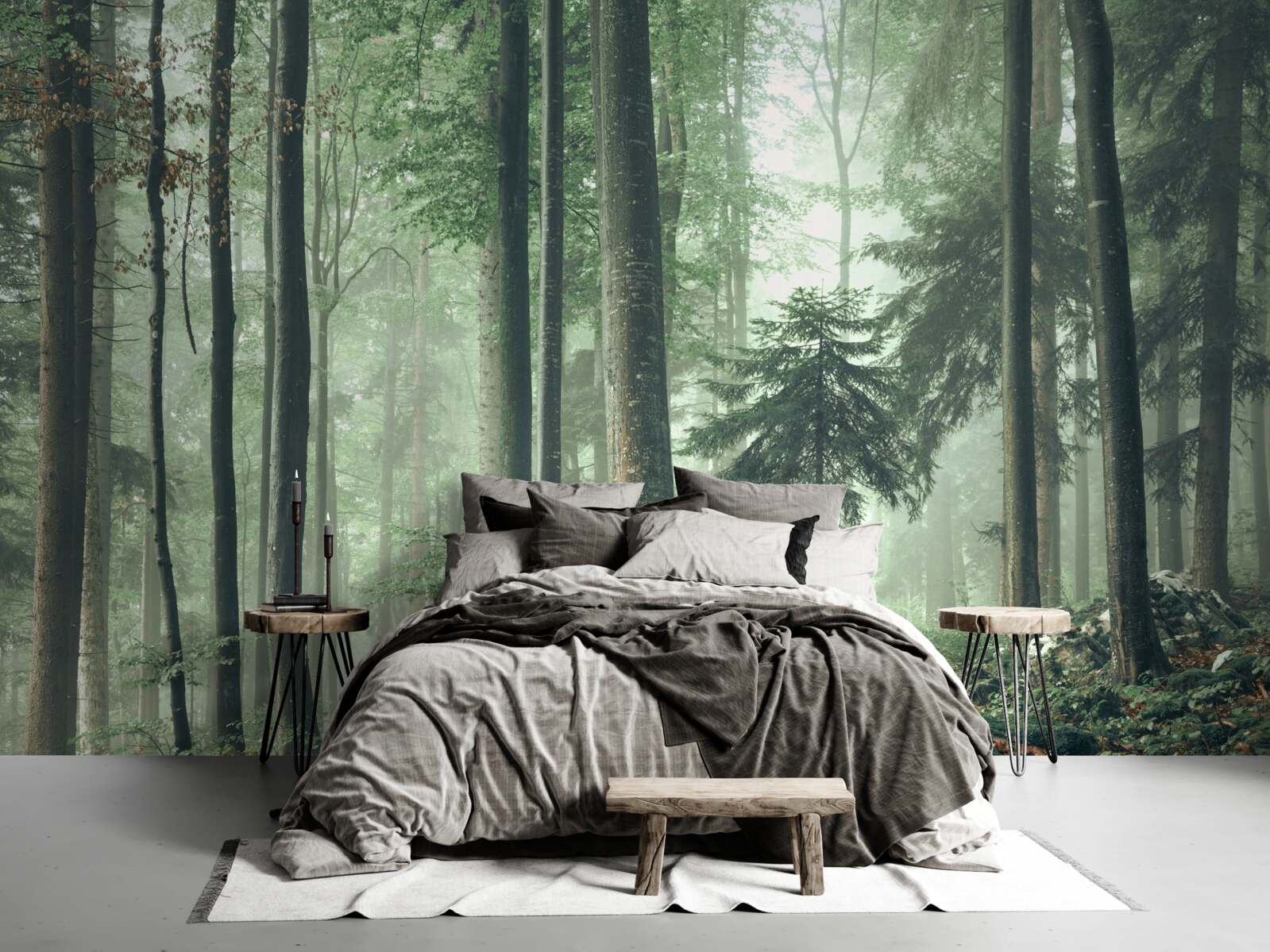 Фотошпалери Світло крізь туман у лісі листяних дерев