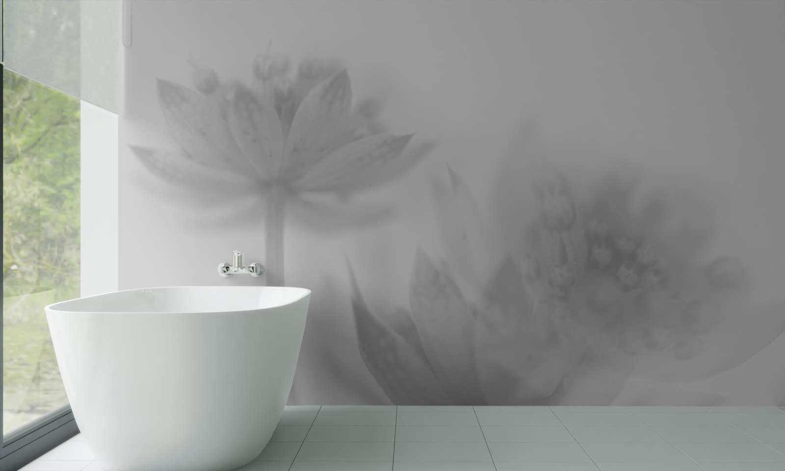 Фотошпалери лотоси у відтінках чорного та білого