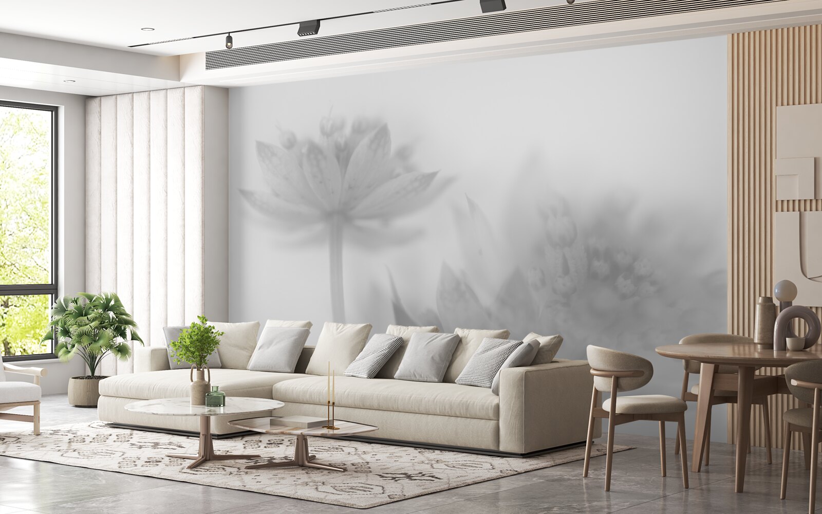 Фотошпалери лотоси у відтінках чорного та білого