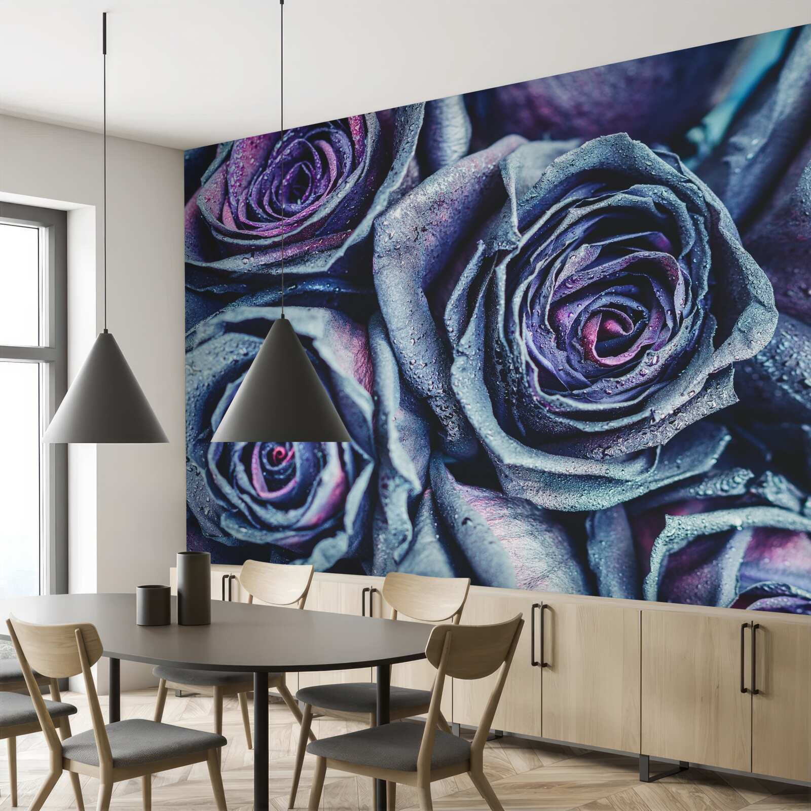 Фотошпалери букет білих і фіолетових троянд