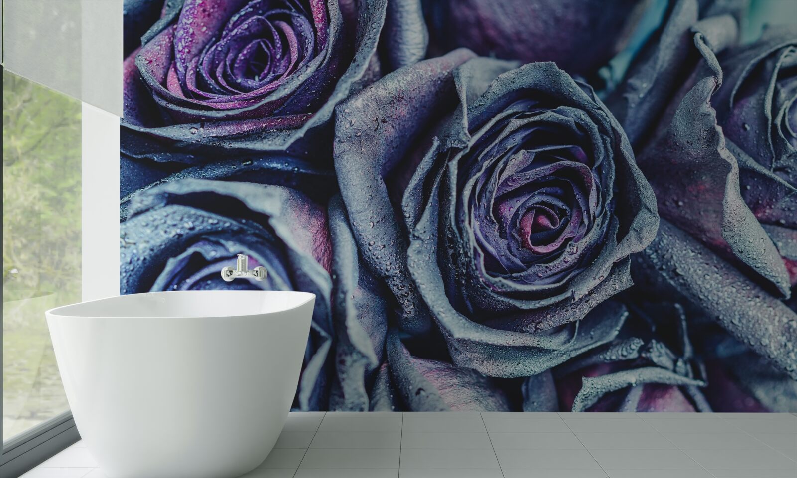 Фотошпалери букет білих і фіолетових троянд