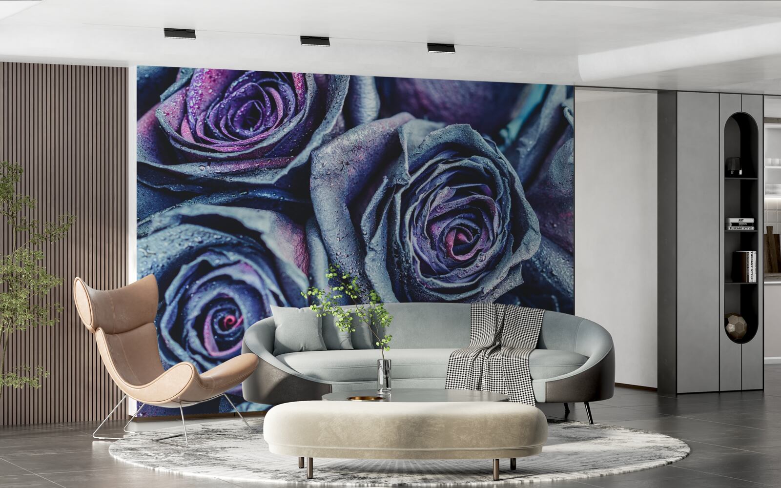 Фотошпалери букет білих і фіолетових троянд