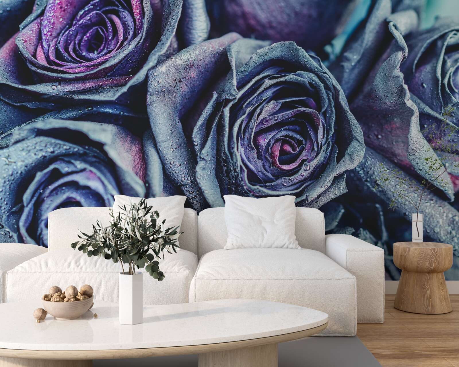 Фотошпалери букет білих і фіолетових троянд