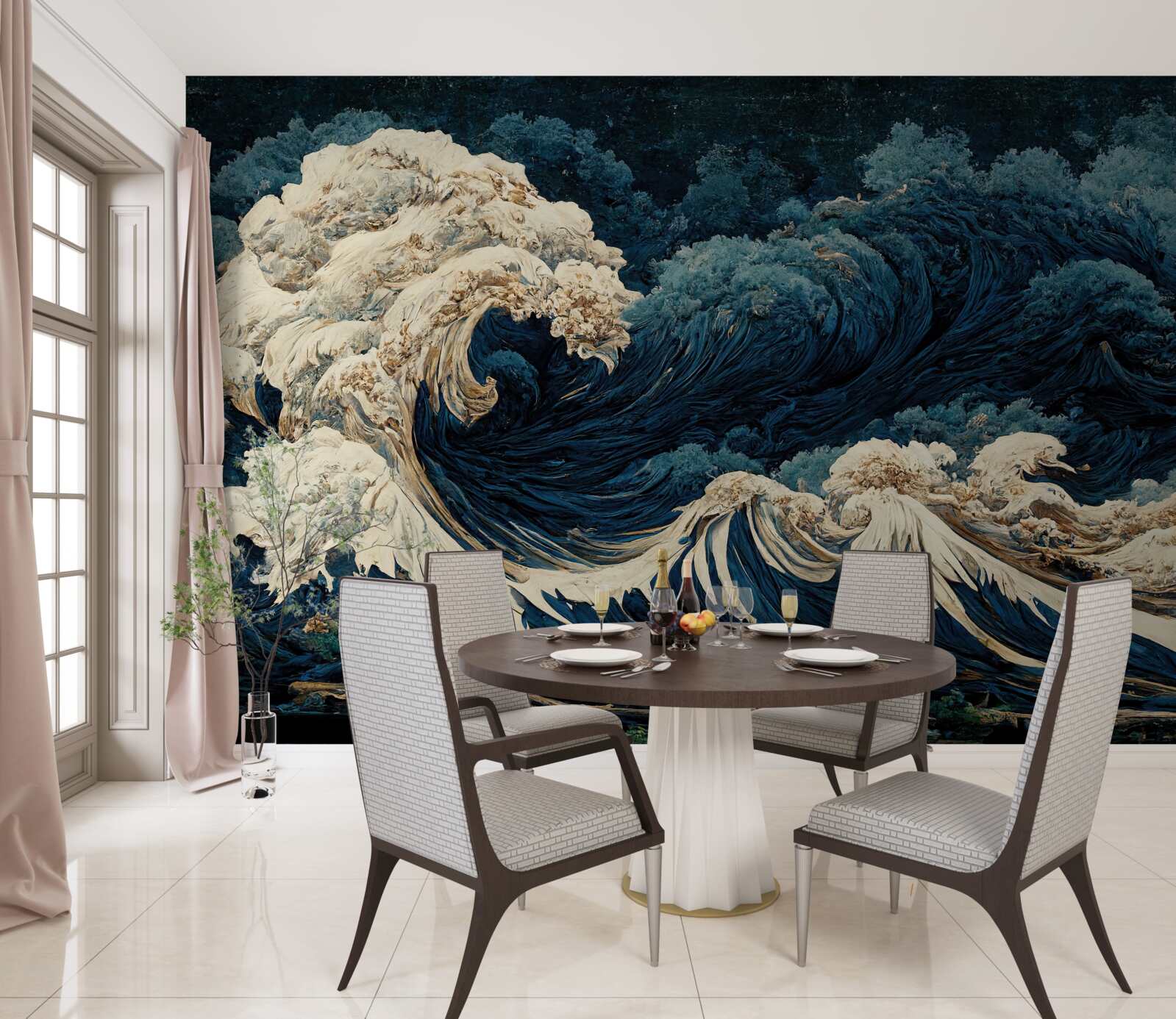 Фотошпалери зображення океанських хвиль під нічним небом