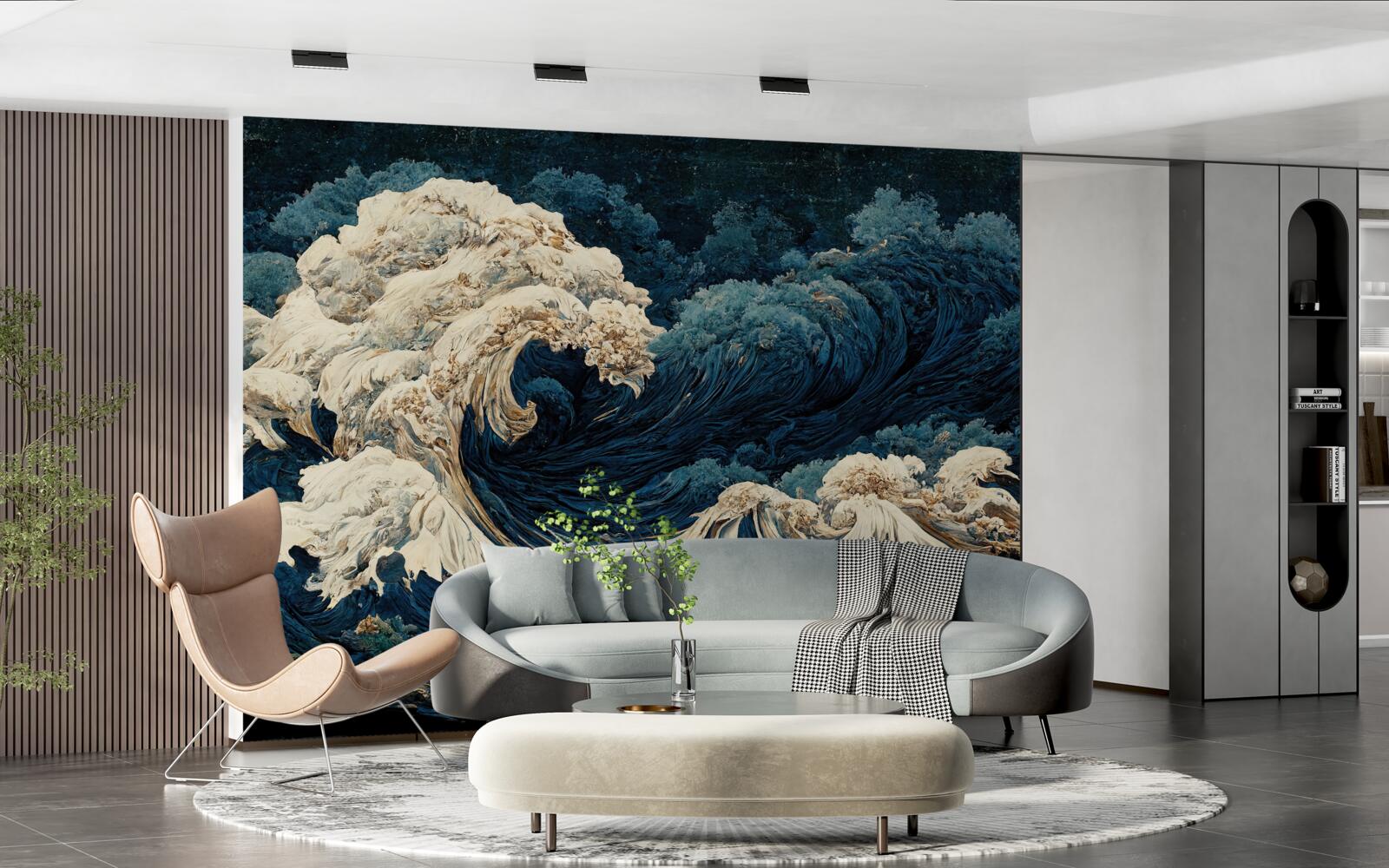 Фотошпалери зображення океанських хвиль під нічним небом