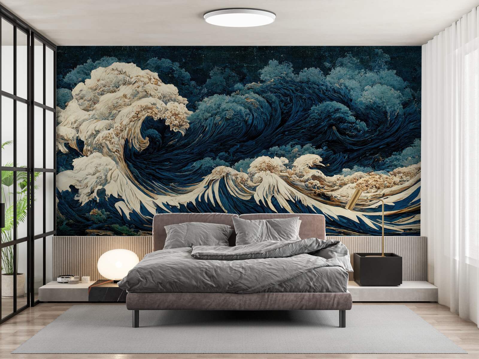 Фотошпалери зображення океанських хвиль під нічним небом