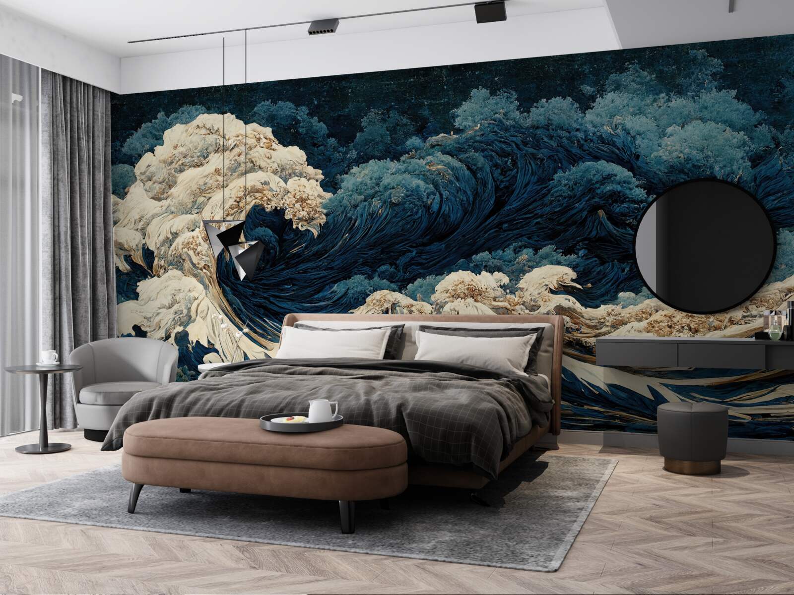 Фотошпалери зображення океанських хвиль під нічним небом