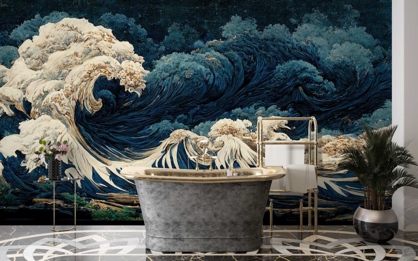 Фотошпалери зображення океанських хвиль під нічним небом