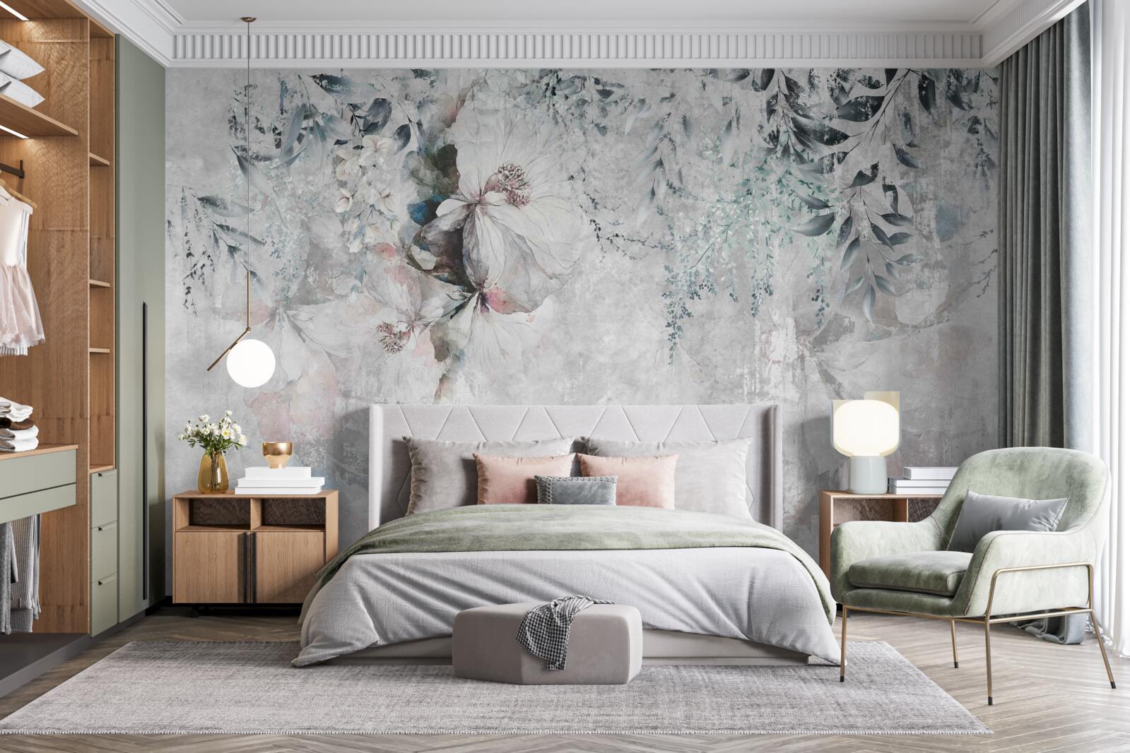 Фотошпалери райдужка сіра на тлі того ж відтінку