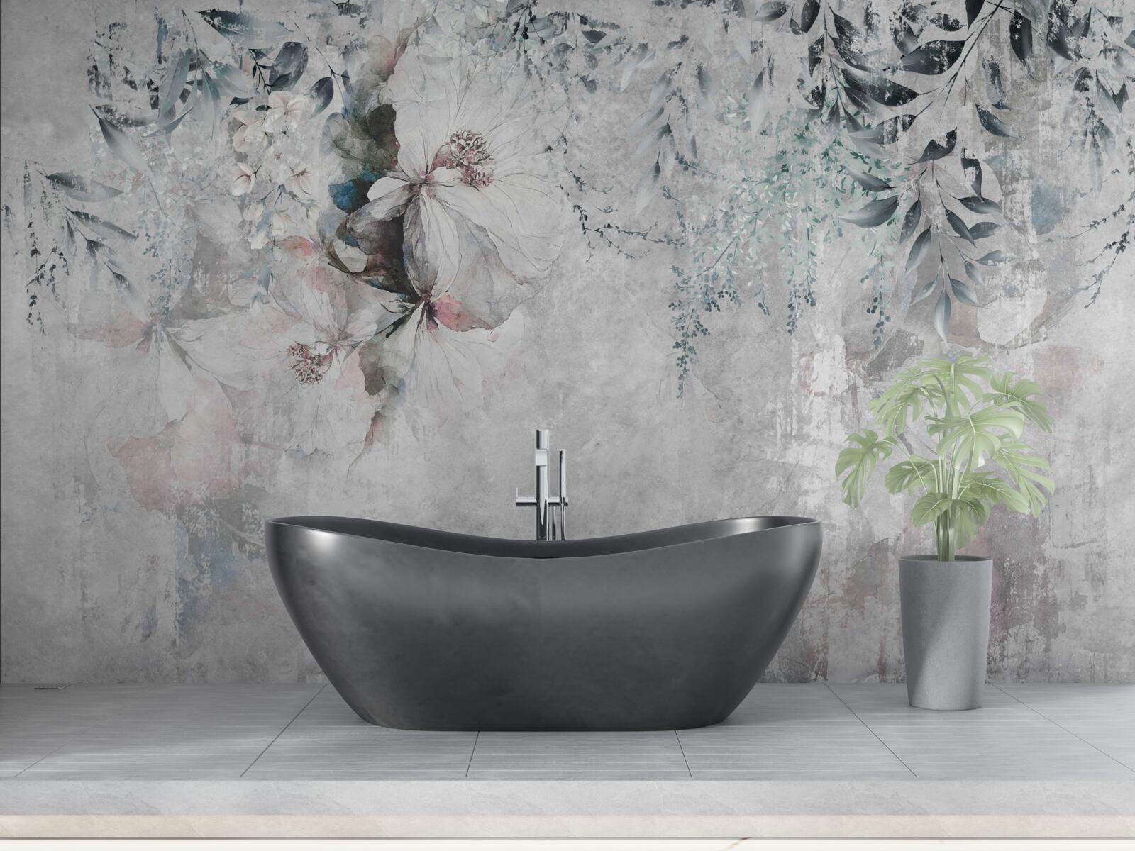 Фотошпалери райдужка сіра на тлі того ж відтінку