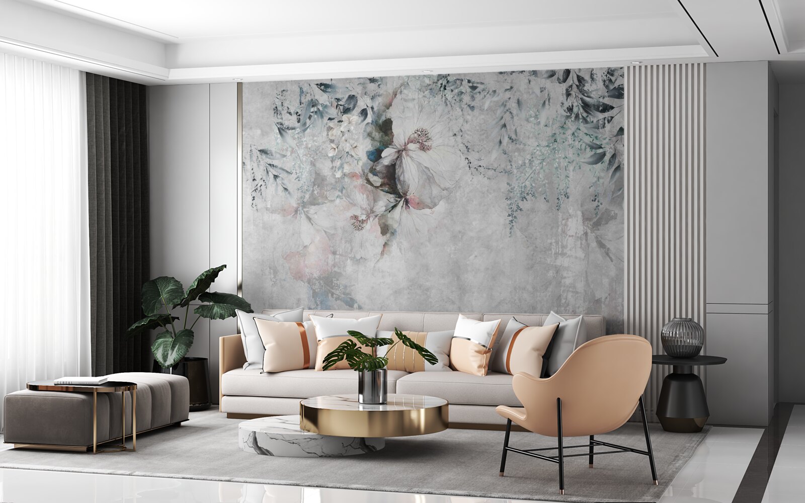 Фотошпалери райдужка сіра на тлі того ж відтінку