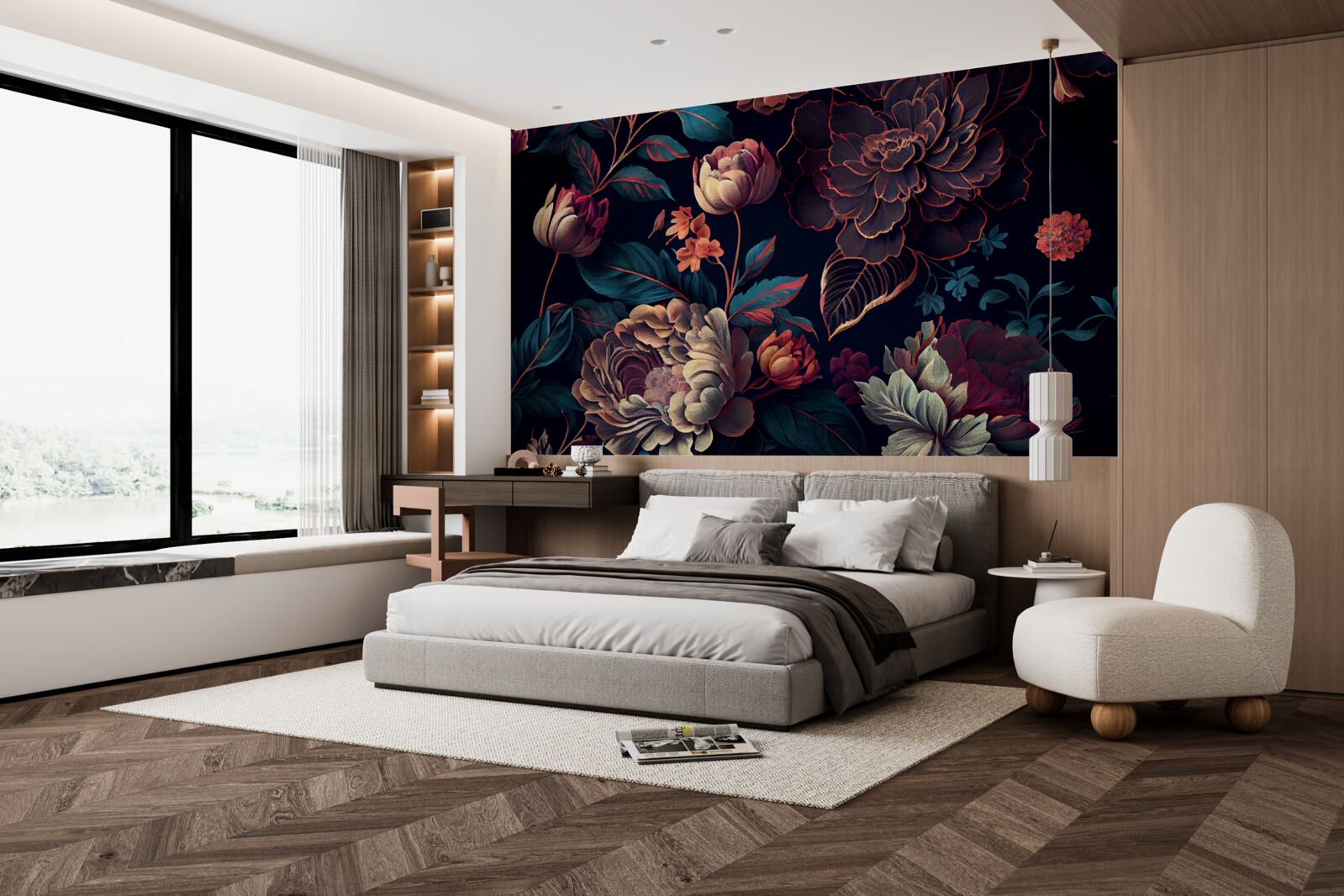 Фотошпалери суміш темних красивих квітів