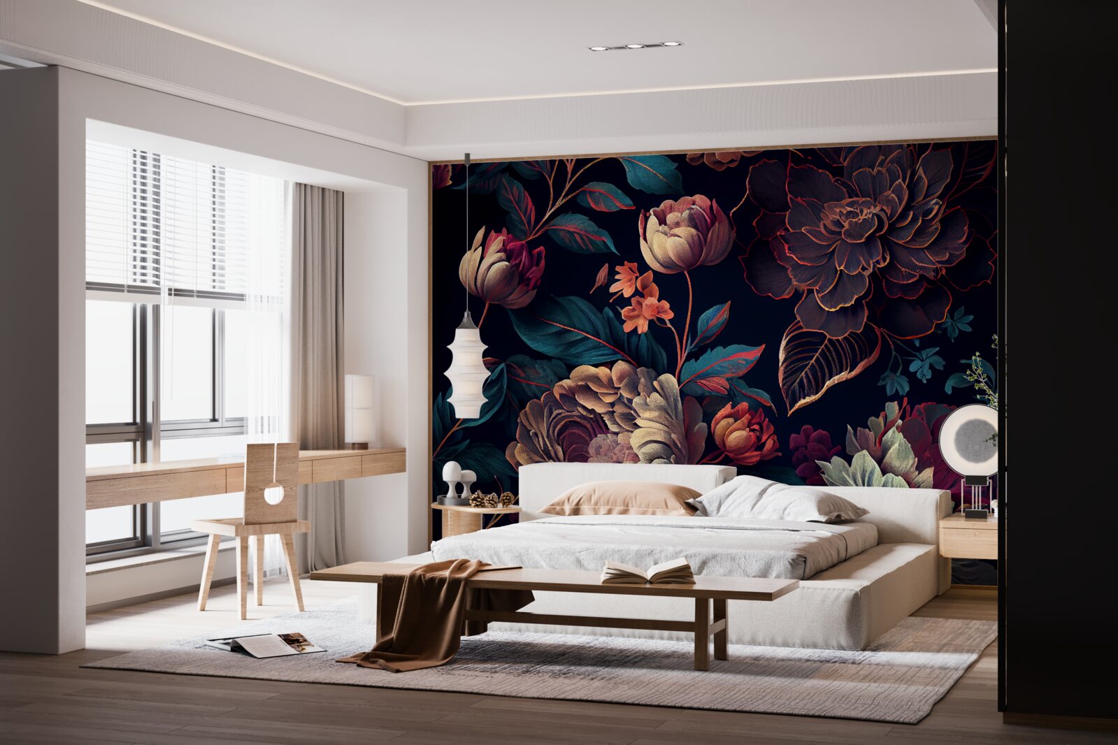 Фотошпалери суміш темних красивих квітів