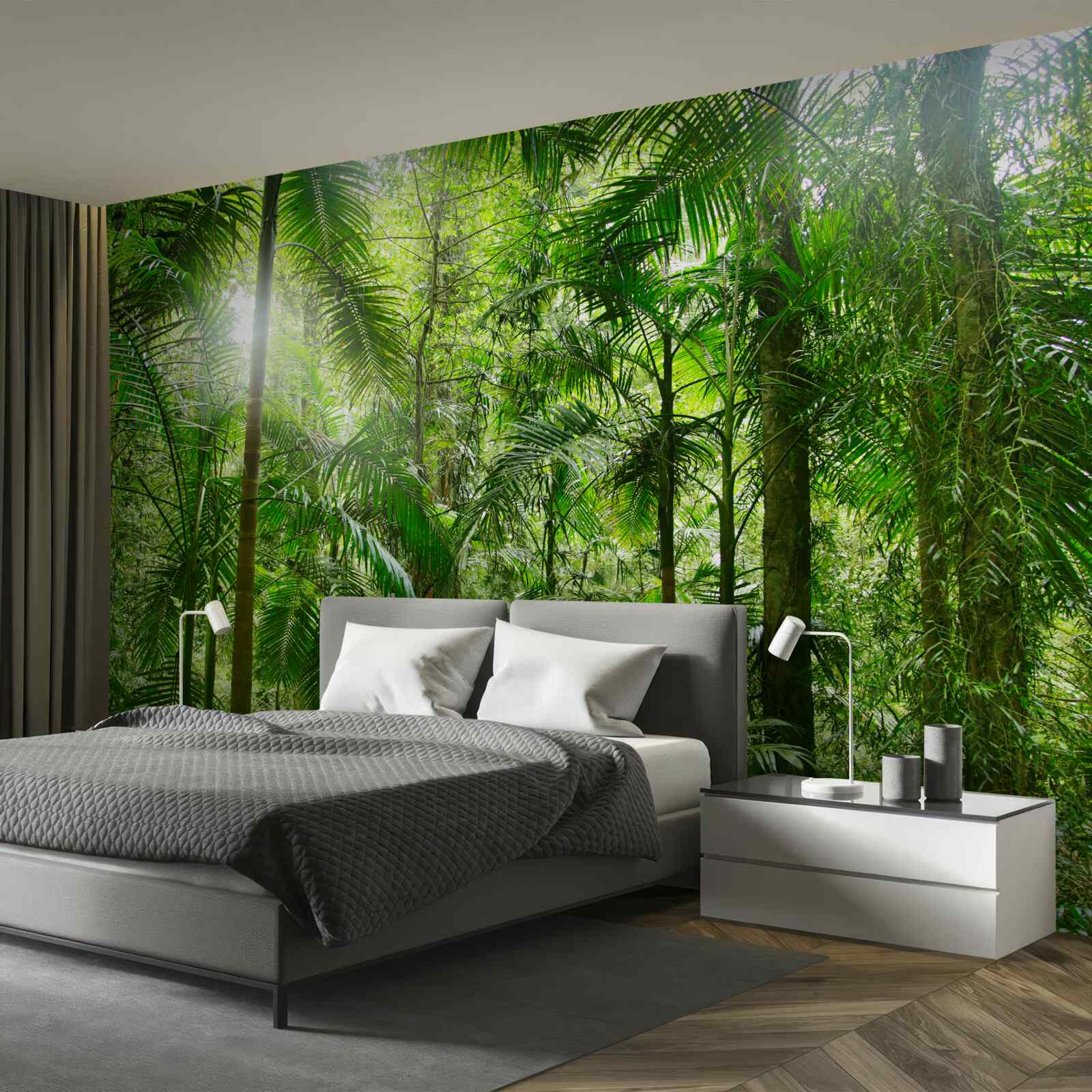 Фотошпалери пишна рослинність у лісистій місцевості